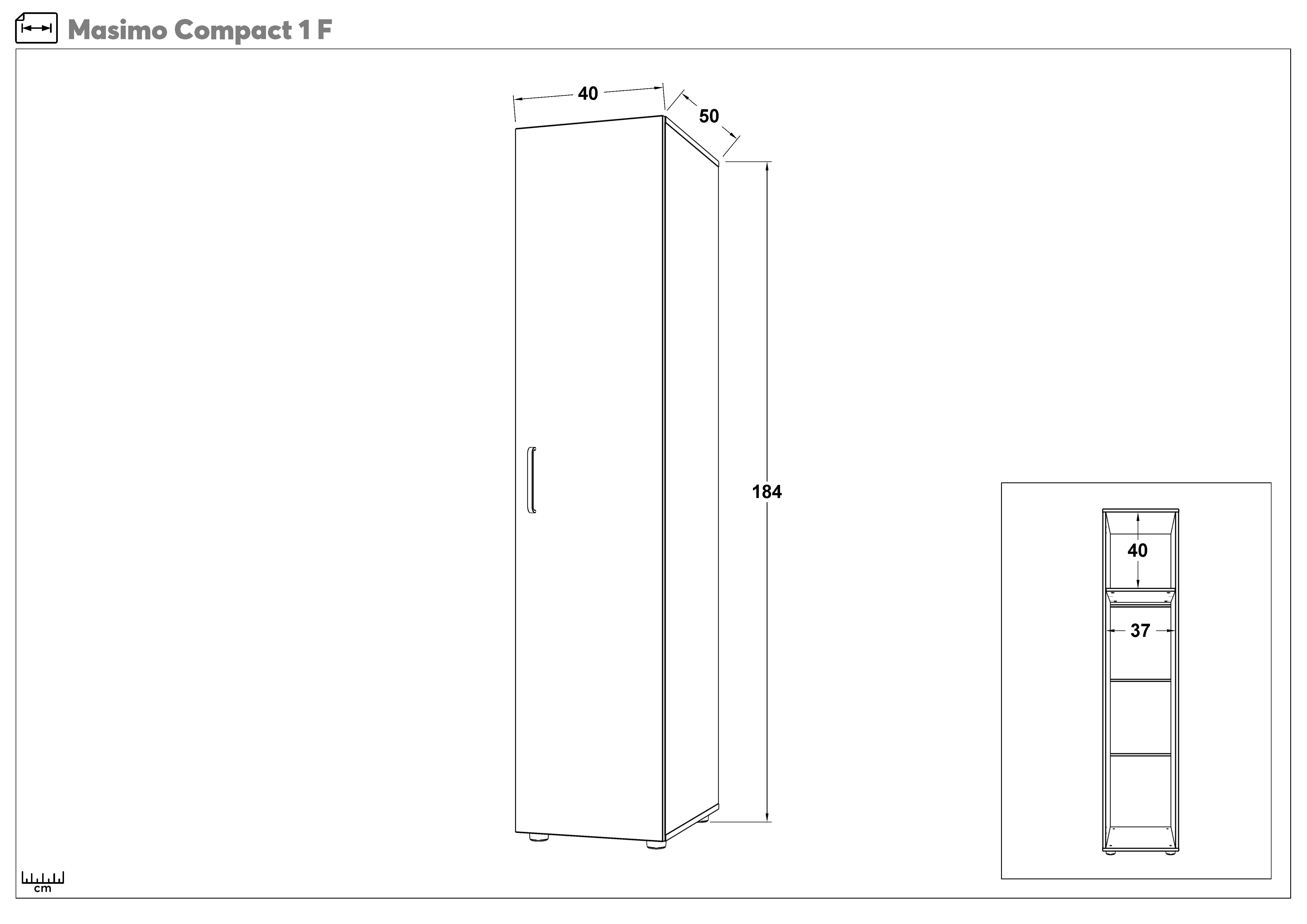 Μονόφυλλη ντουλάπα με ράγα Masimo Compact 1