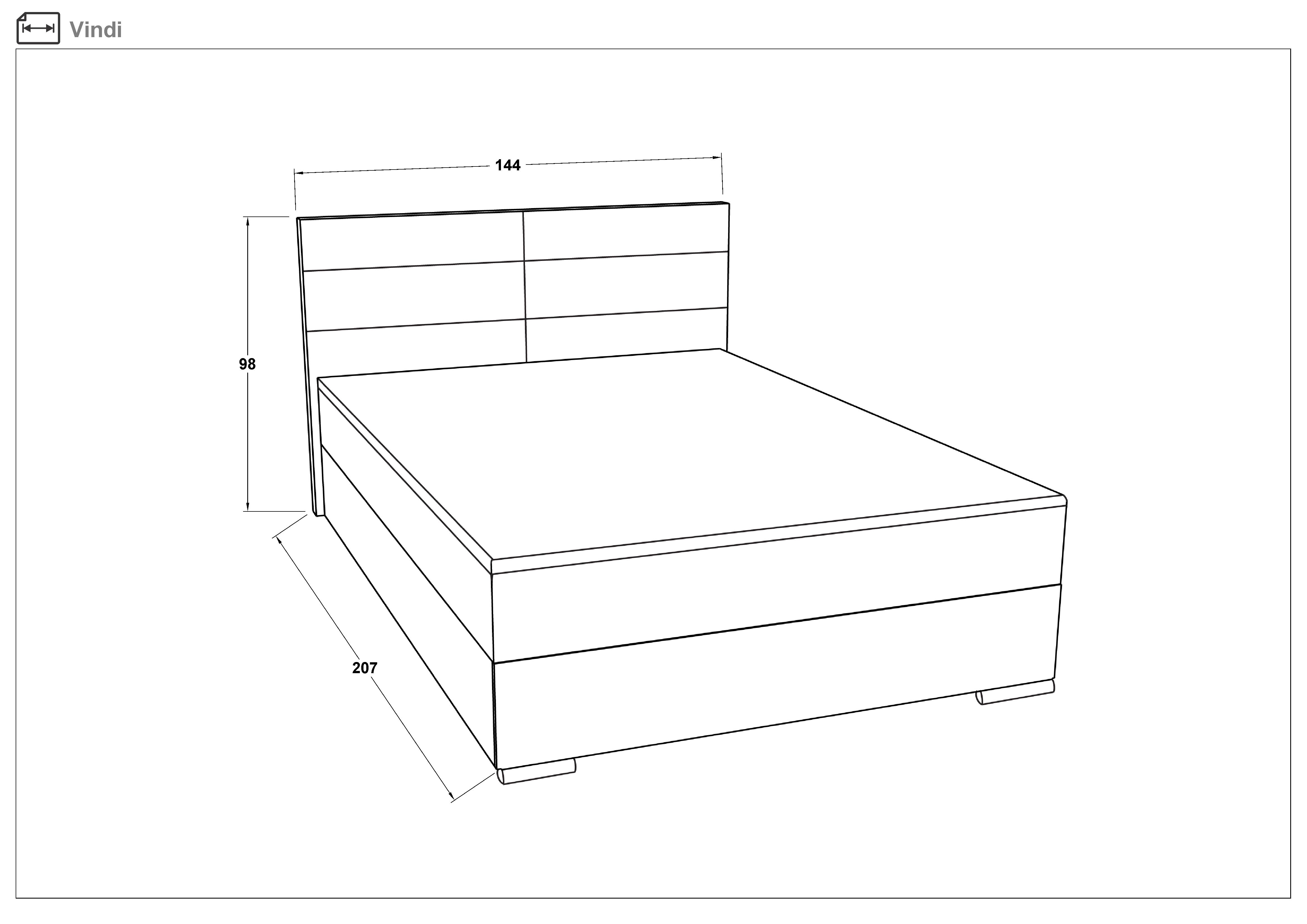 Κρεβάτι Boxspring + ανώστρωμα  140/200 Vindi