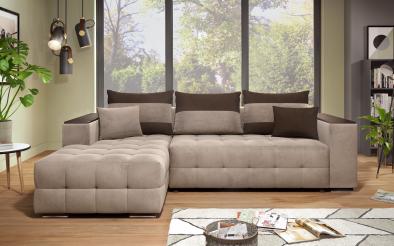 Γωνιακός καναπές - κρεβάτι με ανάκλιντρο και μπράτσο μίνι ραφιέρα Melvin S Γωνιακός καναπές - κρεβάτι με  μπράτσο μίνι ραφιέρα