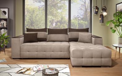 Γωνιακός καναπές - κρεβάτι με ανάκλιντρο και μπράτσο μίνι ραφιέρα Melvin S Γωνιακός καναπές με μίνι ραφιέρα