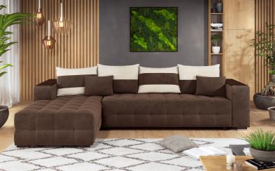Γωνιακός καναπές - κρεβάτι με ανάκλιντρο και μπράτσο μίνι ραφιέρα Melvin Γωνιακός καναπές - κρεβάτι με μπράτσο μίνι ραφιέρα