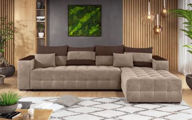 Γωνιακός καναπές - κρεβάτι με ανάκλιντρο και μπράτσο μίνι ραφιέρα Melvin Γωνιακός καναπές - κρεβάτι με μπράτσο μίνι ραφιέρα