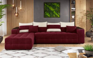 Γωνιακός καναπές - κρεβάτι με ανάκλιντρο και μπράτσο μίνι ραφιέρα Melvin Γωνιακός καναπές + μίνι ραφιέρα