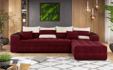 Γωνιακός καναπές - κρεβάτι με ανάκλιντρο και μπράτσο μίνι ραφιέρα Melvin Γωνιακός καναπές + μίνι ραφιέρα