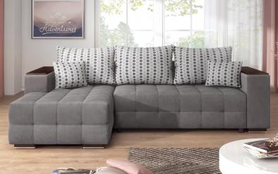 Γωνιακός καναπές - κρεβάτι με ανάκλιντρο και μπράτσο μίνι ραφιέρα Melvin S Γωνιακός καναπές με ραφιέρα