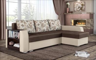 Γωνιακός καναπές Tasos + μπράτσο μίνι ραφιέρα Γωνιακός καναπές