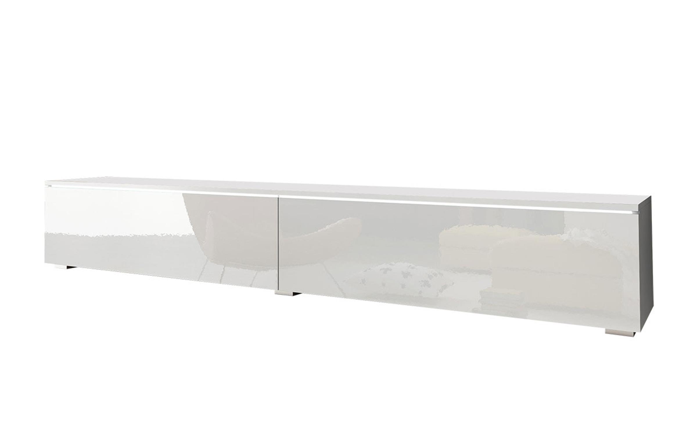 Έπιπλο TV Muza A + LED, λευκό + λευκό γυαλιστερό  4