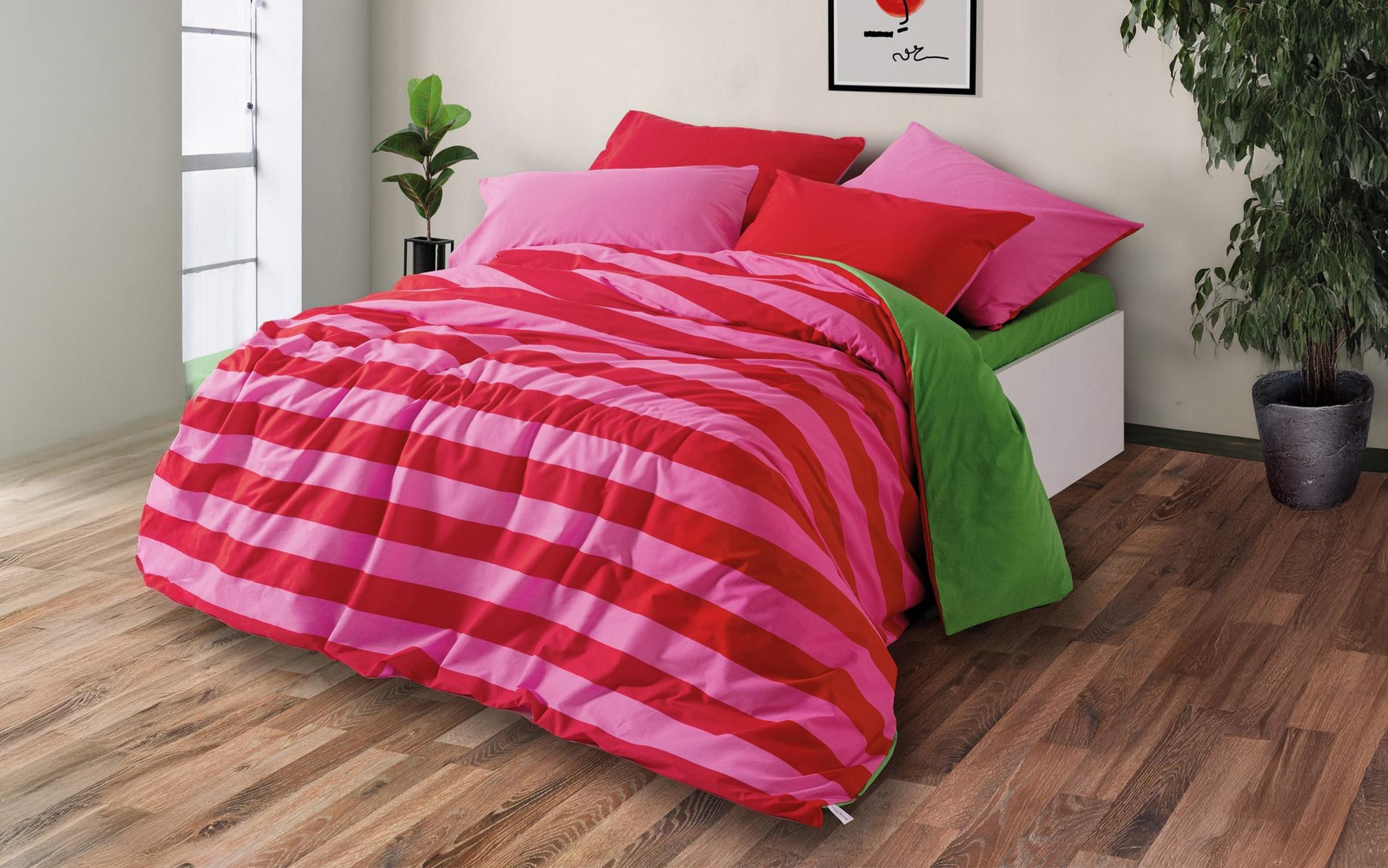 4 τεμάχια 200/220 εκ. Ranforce 100% βαμβάκι Σετ σεντόνια Cherie, ροζ  2