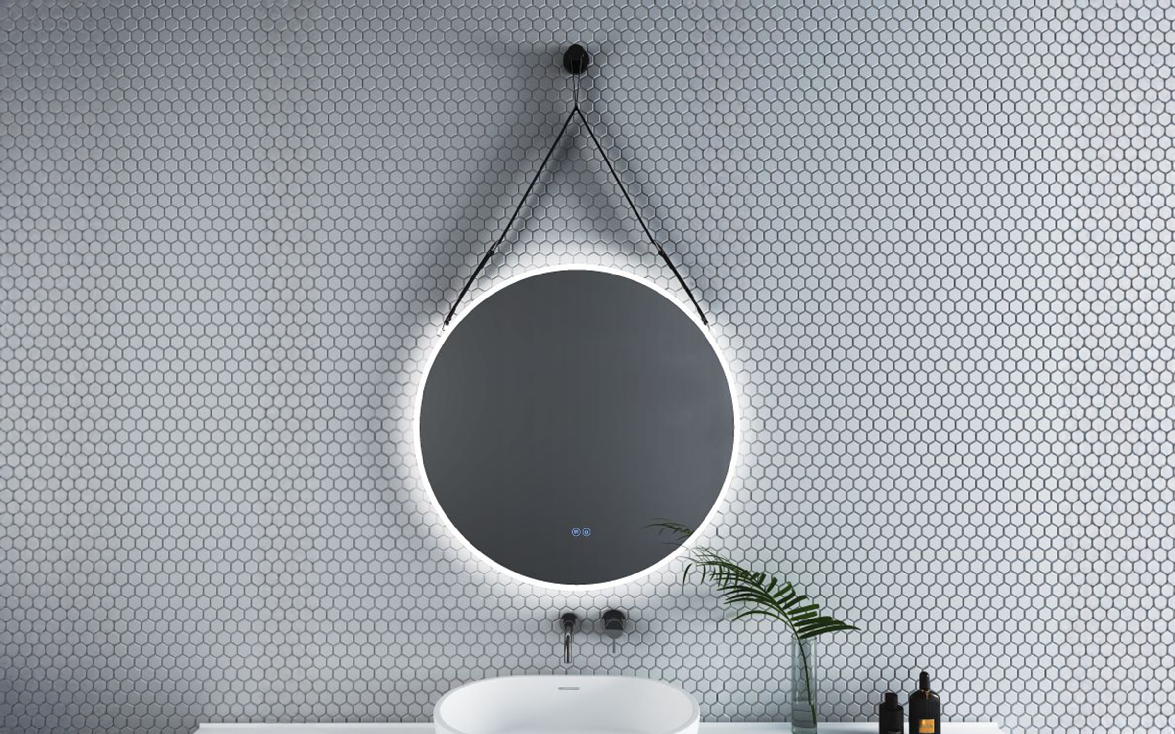 1909BLACK Καθρέφτης  μπάνιου με LED, 80/80 cm  1