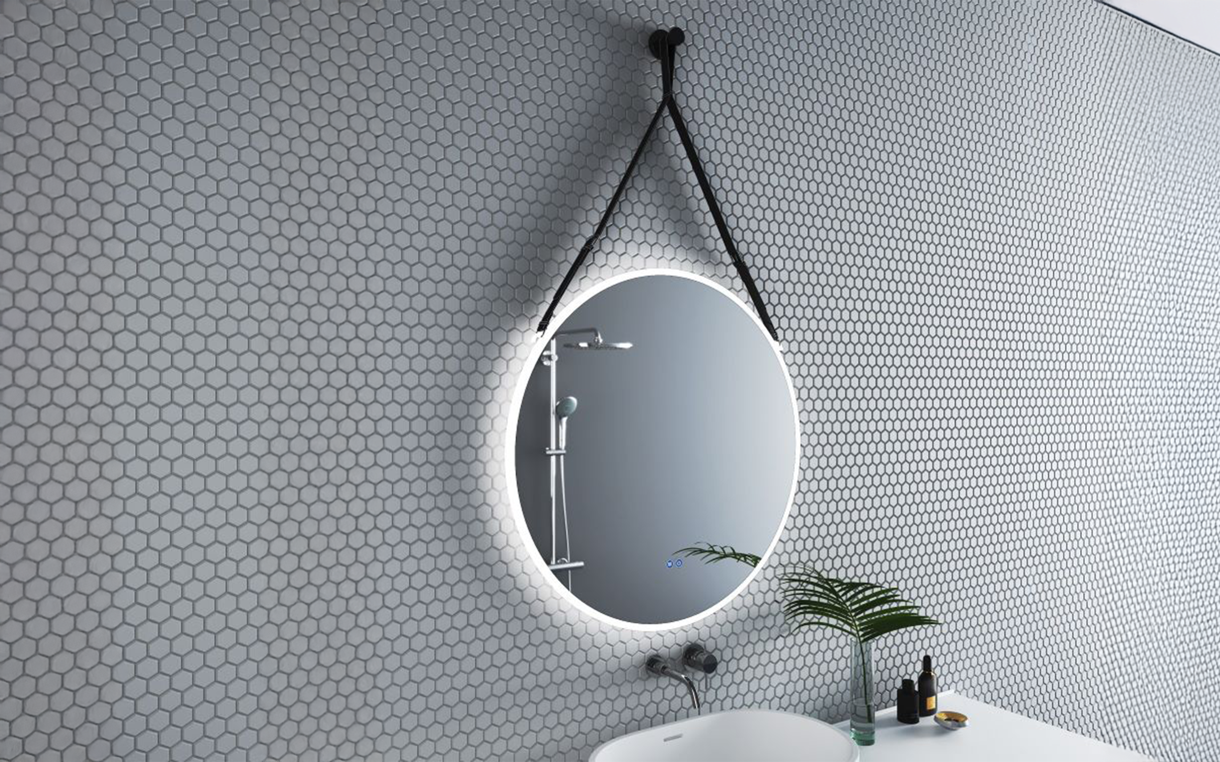 1909BLACK Καθρέφτης  μπάνιου με LED, 80/80 cm  2