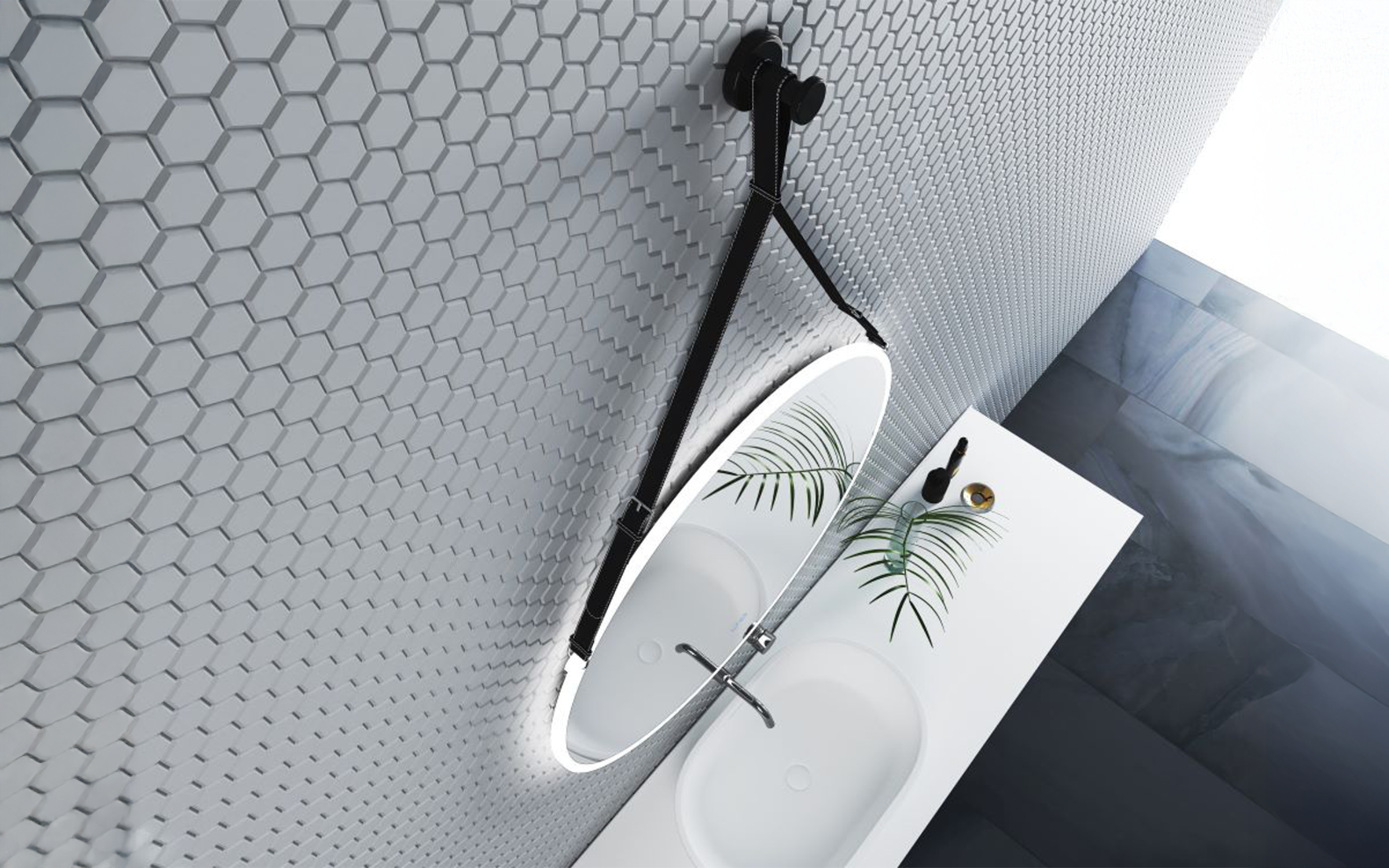 1909BLACK Καθρέφτης  μπάνιου με LED, 80/80 cm  3