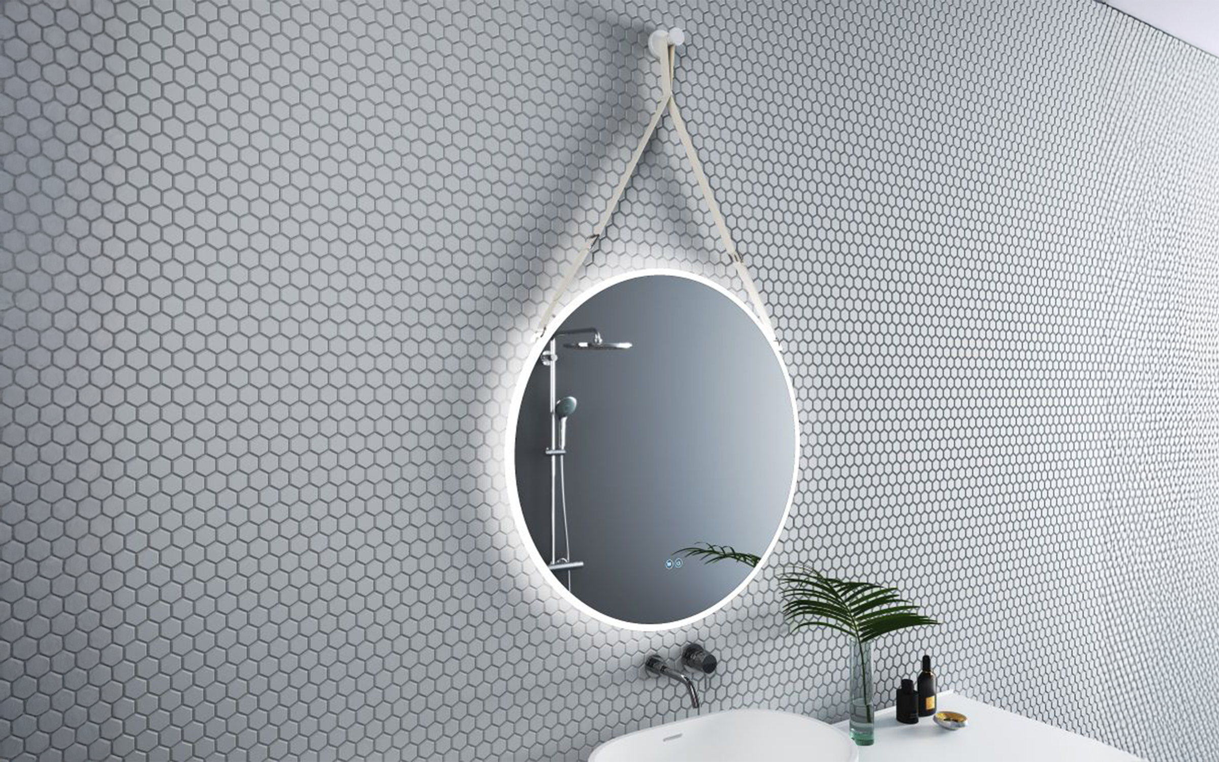 1909WHITE Καθρέφτης  μπάνιου με LED, 80/80 cm  2