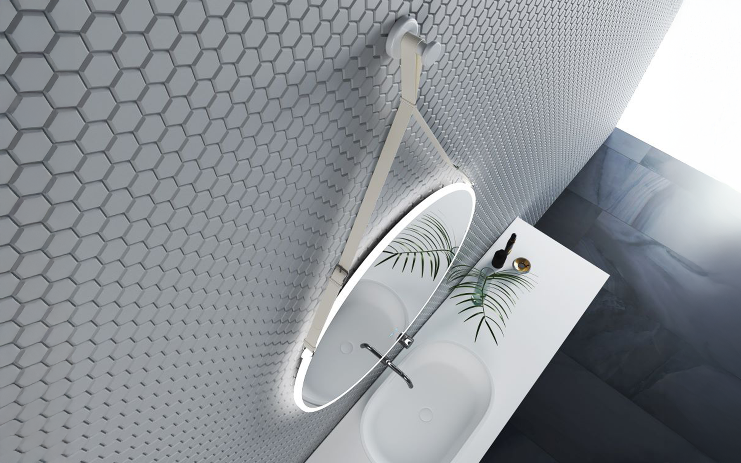 1909WHITE Καθρέφτης  μπάνιου με LED, 80/80 cm  3