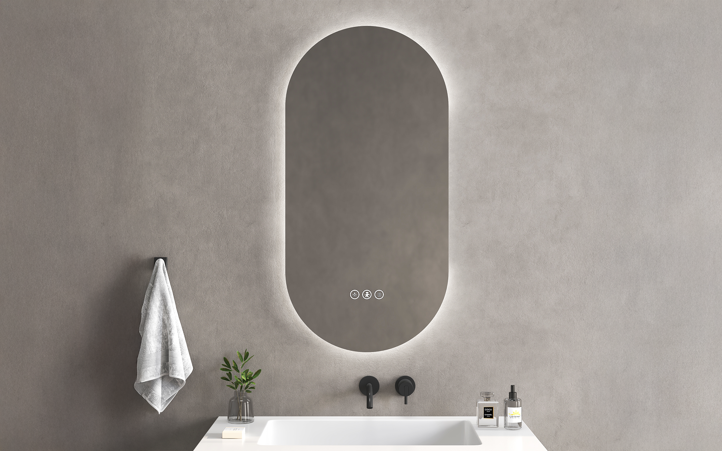 1955-40 Καθρέφτης  μπάνιου με LED, 40/80 cm  1