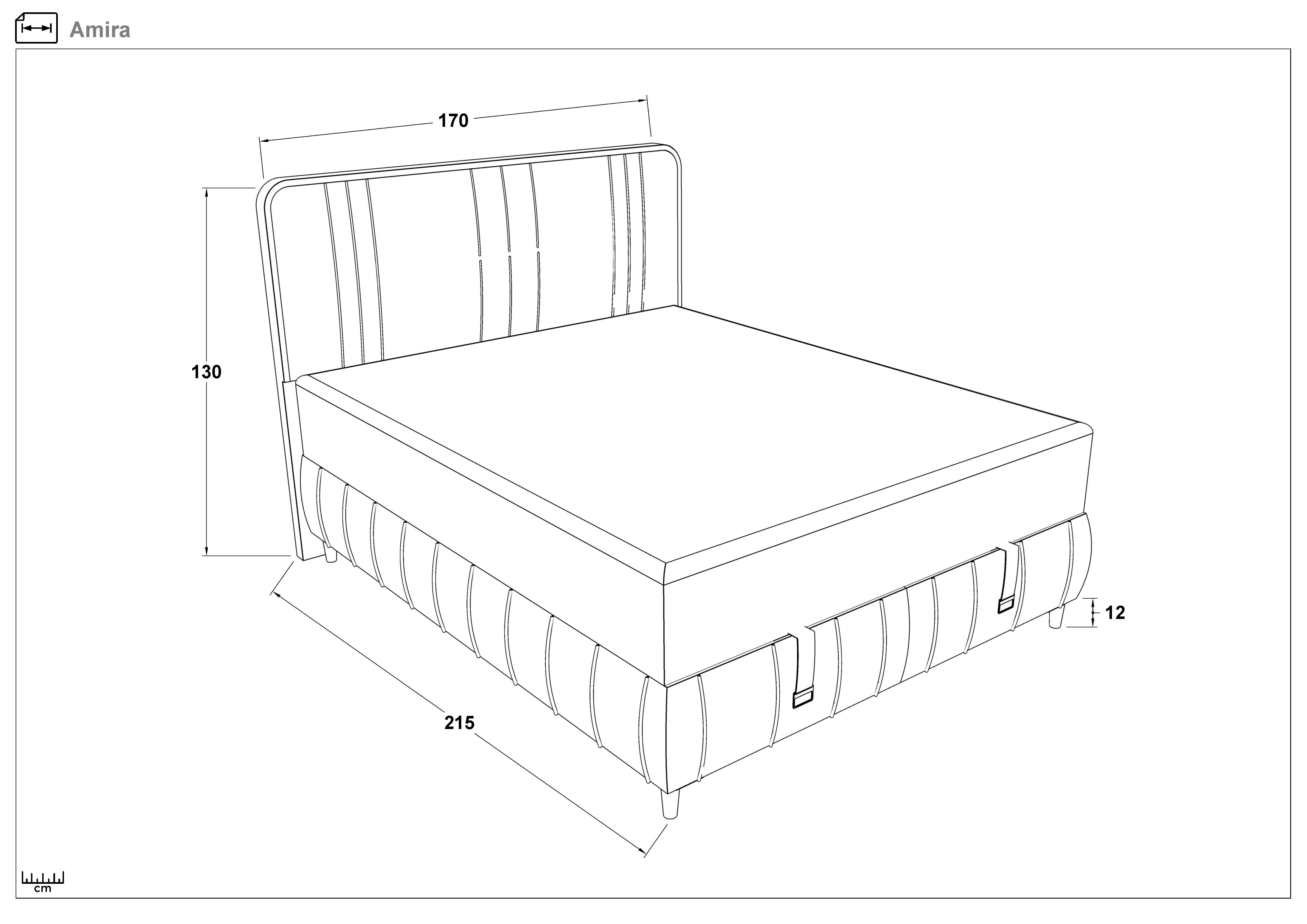 Κρεβάτι Box spring 160/200 Amira + στρώμα, σκούρο μπλε  2