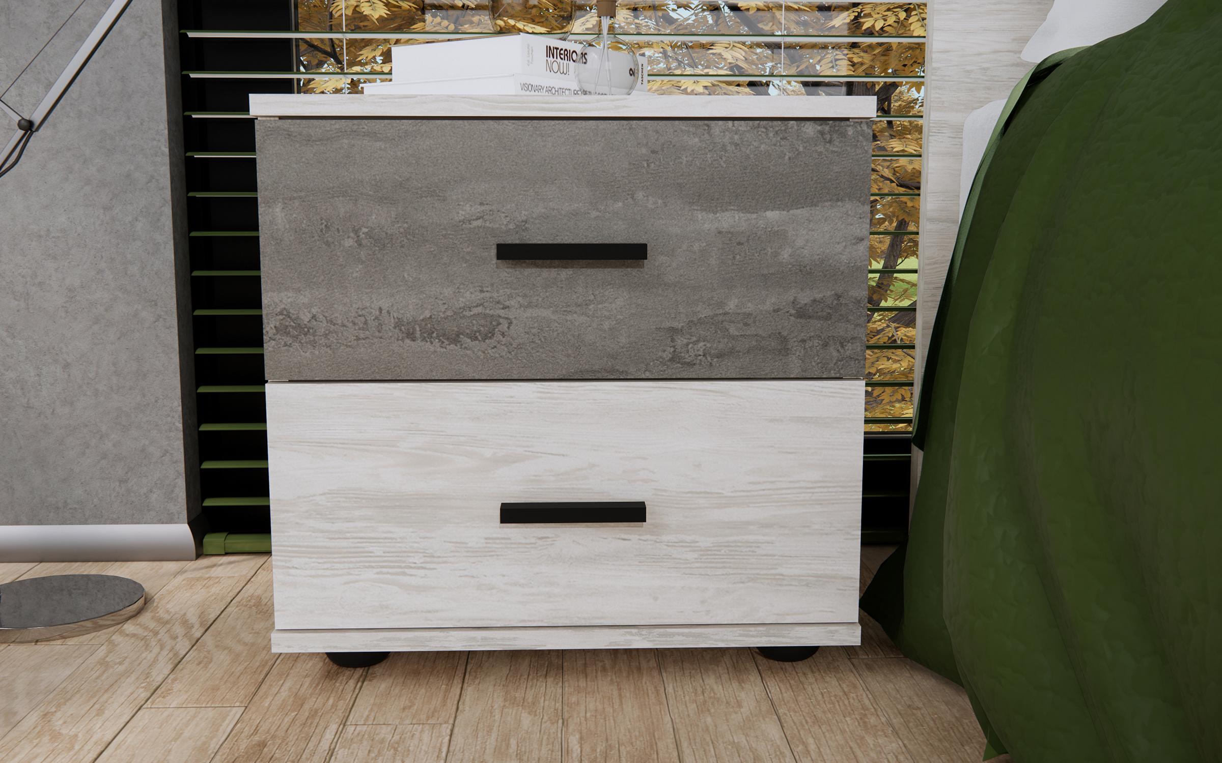 Κομοδίνο Mate, ανοιχτόχρωμο artwood + beton  2