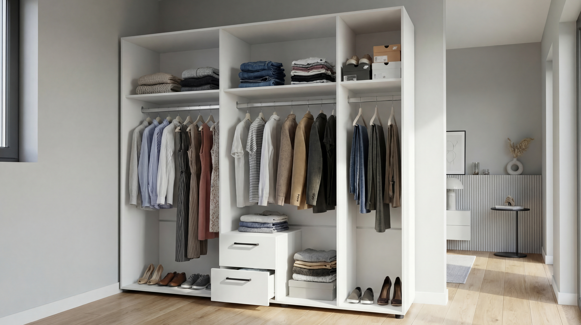 Ντουλάπα με σωλήνα Bruno XL 1, cashmere + δρυς Castello honey  3