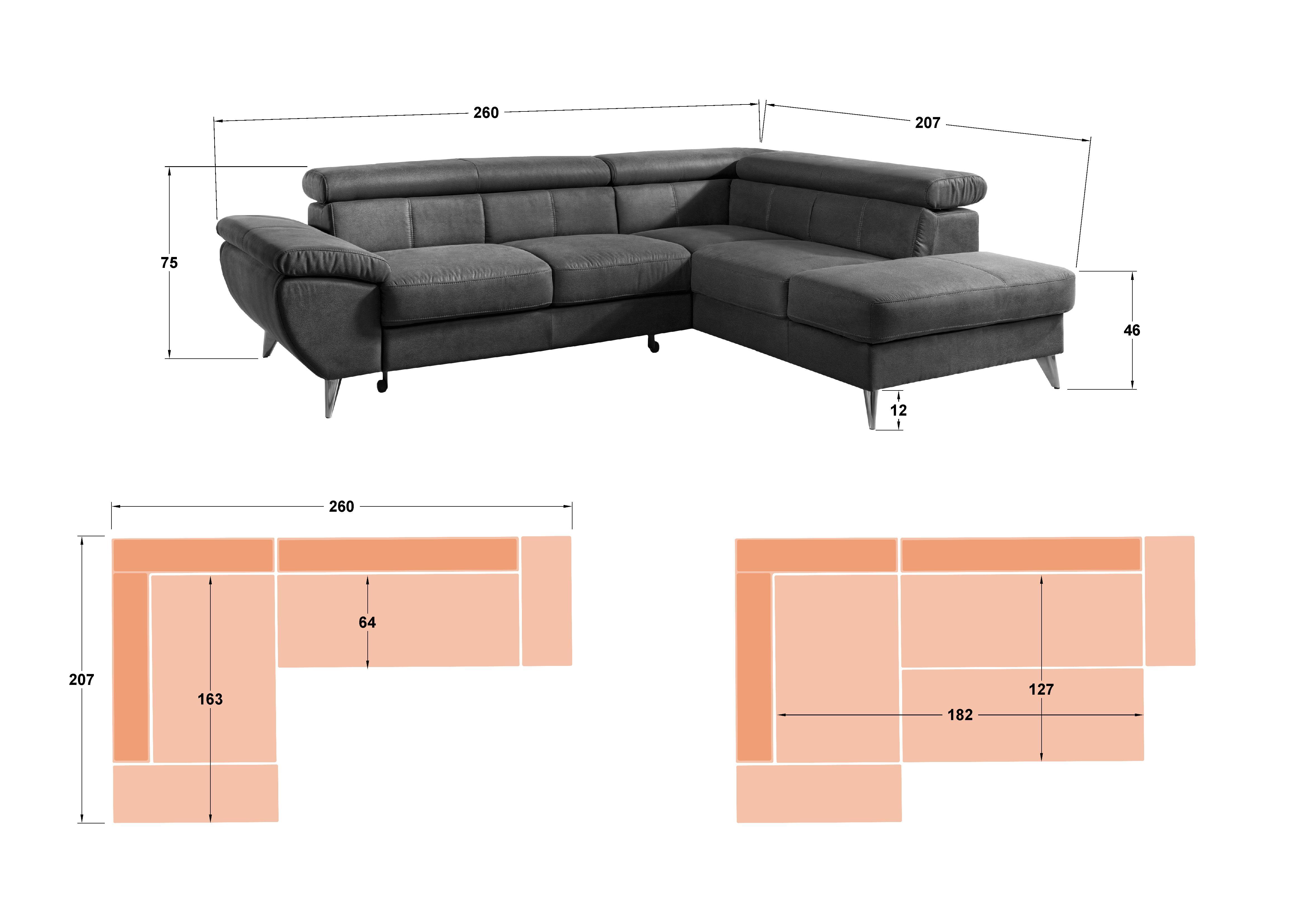 Γωνιακός καναπές – κρεβάτι Atlantik, μπεζ  2