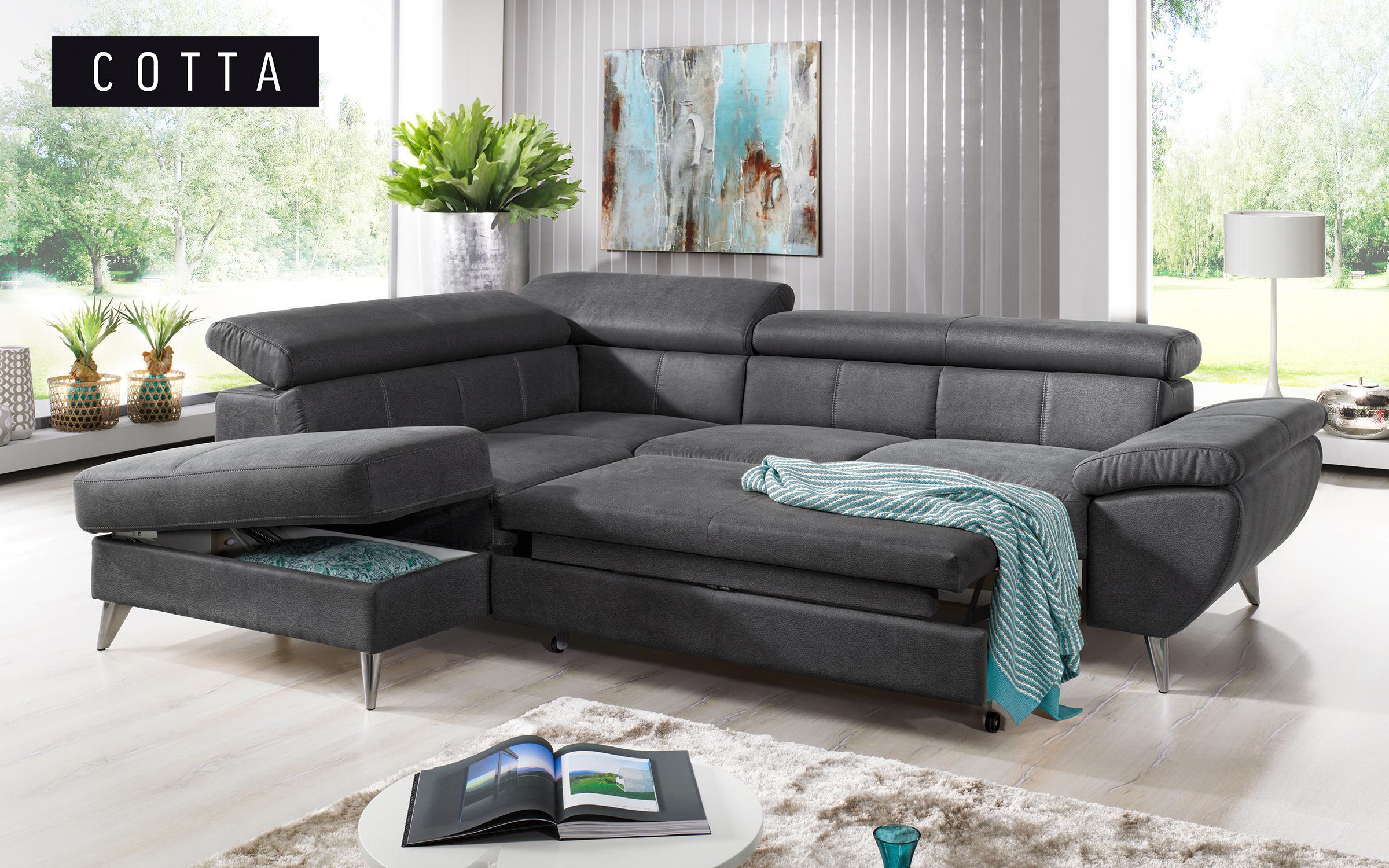 Γωνιακός καναπές – κρεβάτι Atlantik, σκούρο γκρι  2
