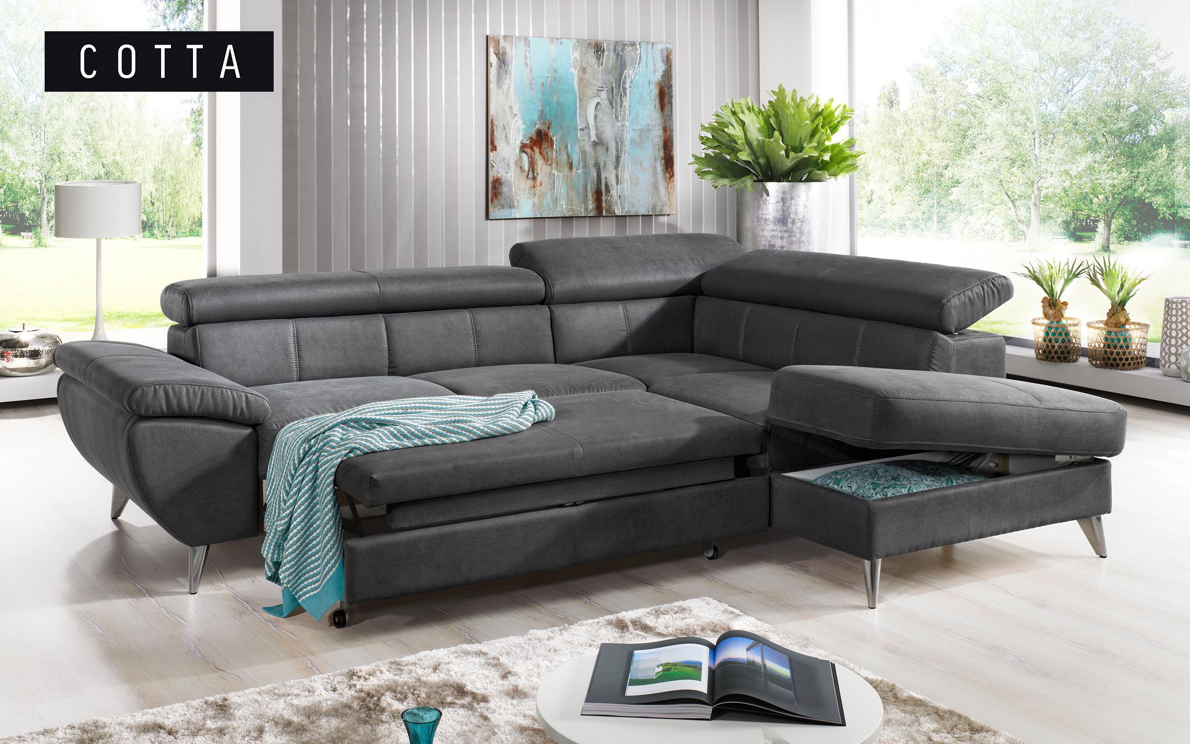 Γωνιακός καναπές – κρεβάτι Atlantik, σκούρο γκρι  2