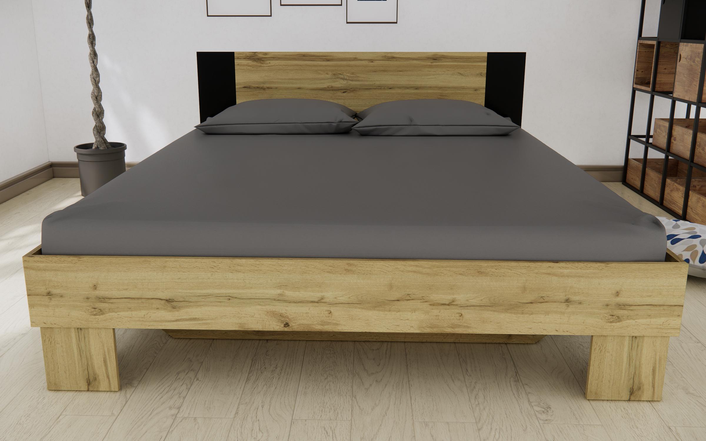 Κρεβάτι Lidos για στρώμα 160/200, δρυς votan + μαύρο  2