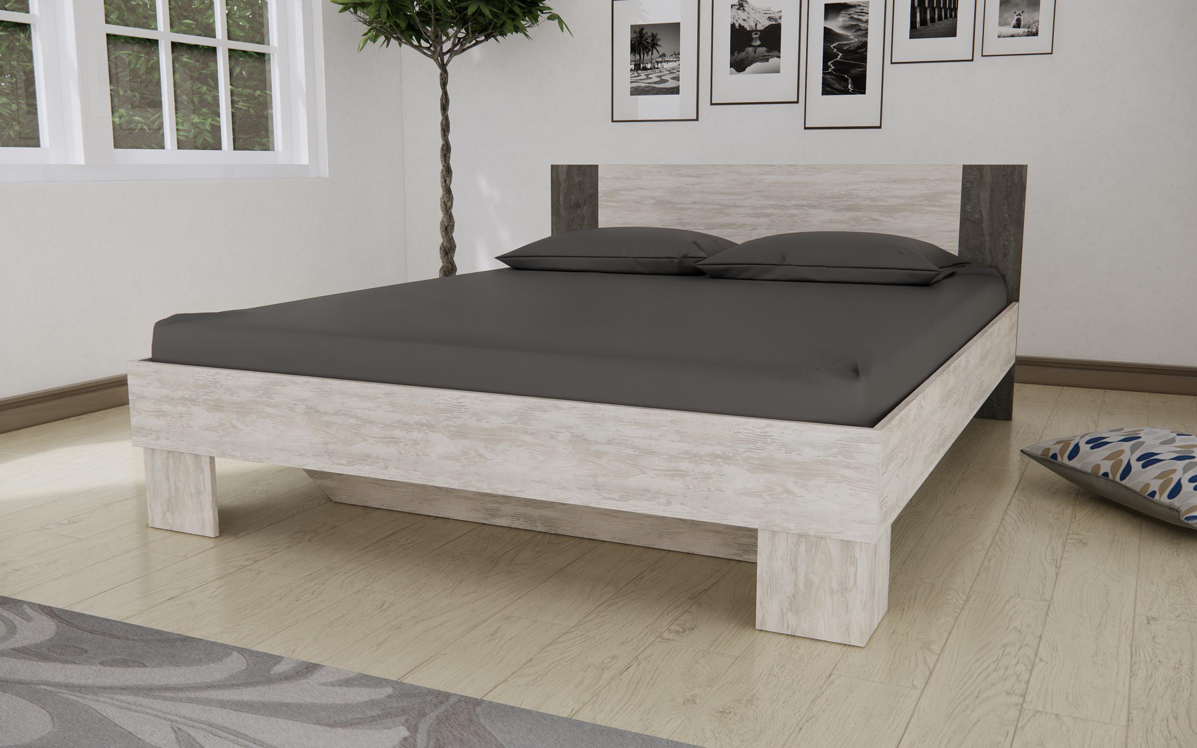 Κρεβάτι Lidos για στρώμα 160/200, ανοιχτό artwood  + beton  1
