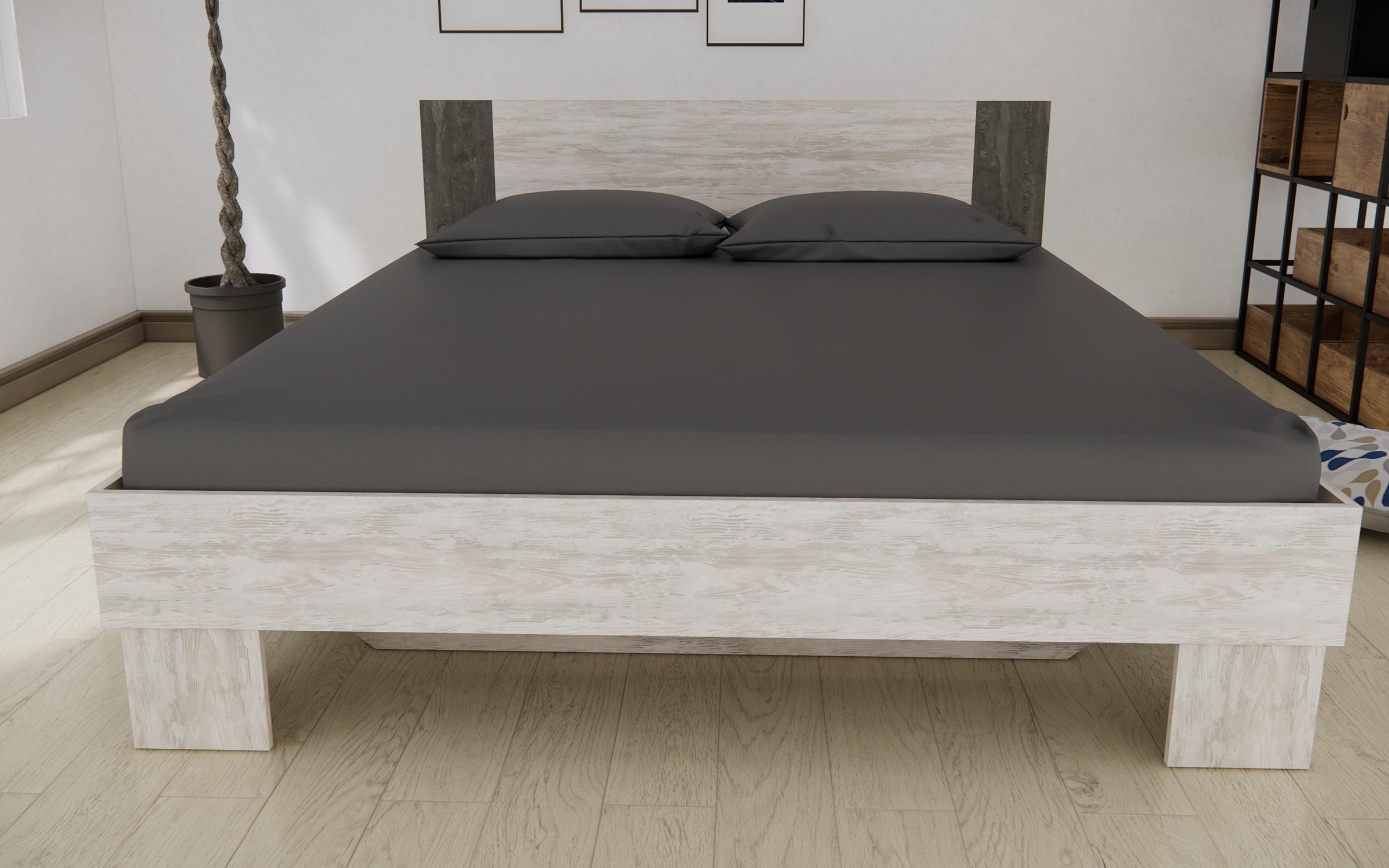 Κρεβάτι Lidos για στρώμα 160/200, ανοιχτό artwood  + beton  2