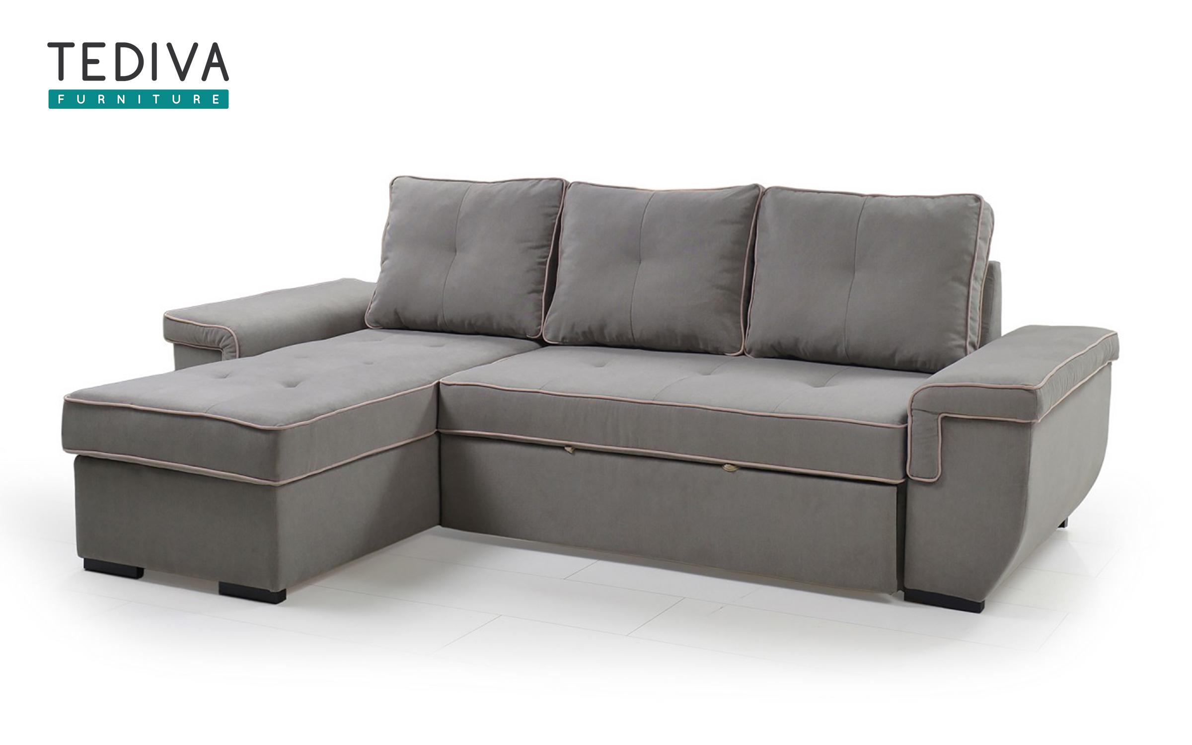 Γωνιακός καναπές Beatrice, γκρι + grey silk  1