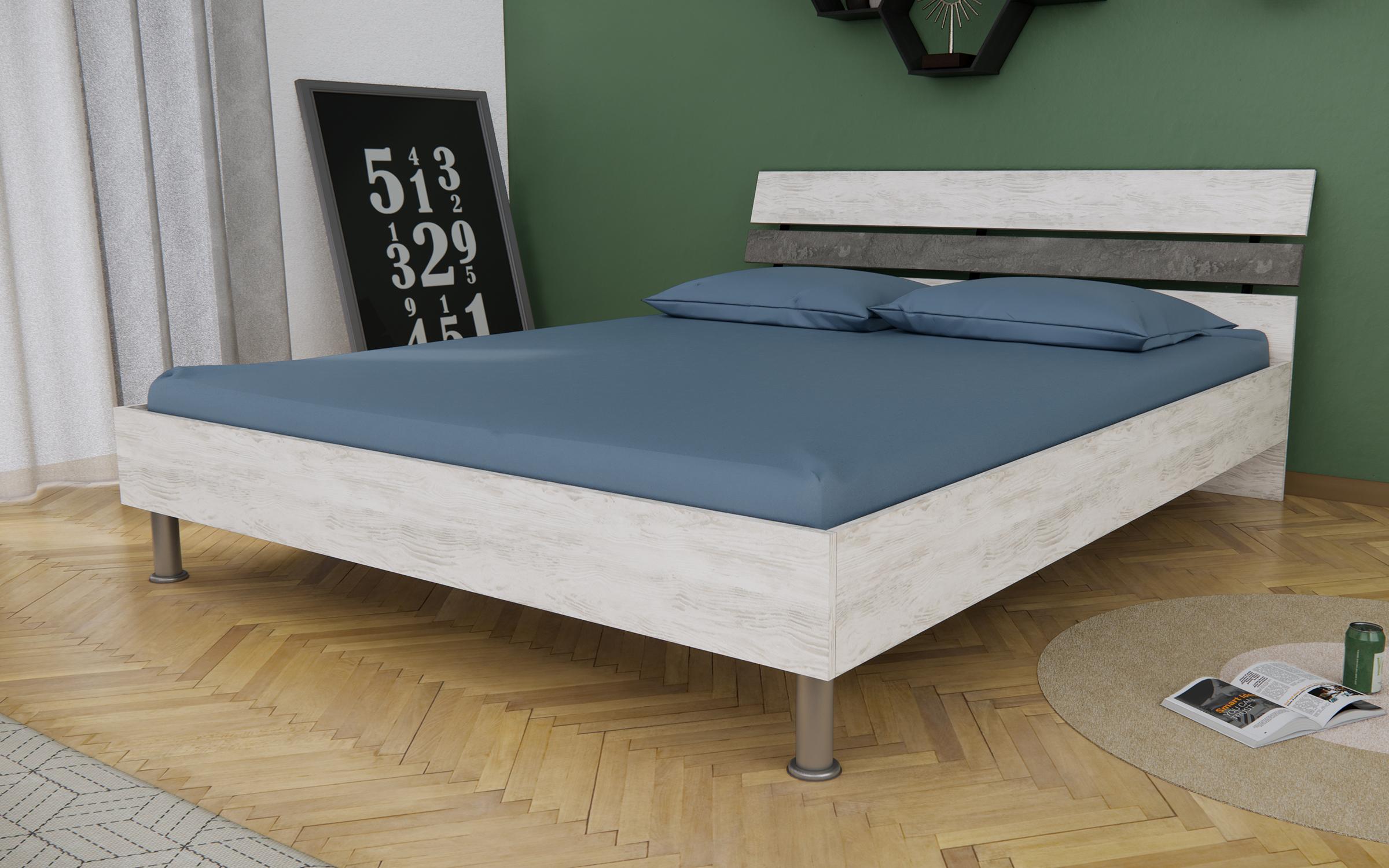 Κρεβάτι Siola  για στρώμα 160/200, ανοιχτό artwood + beton  1