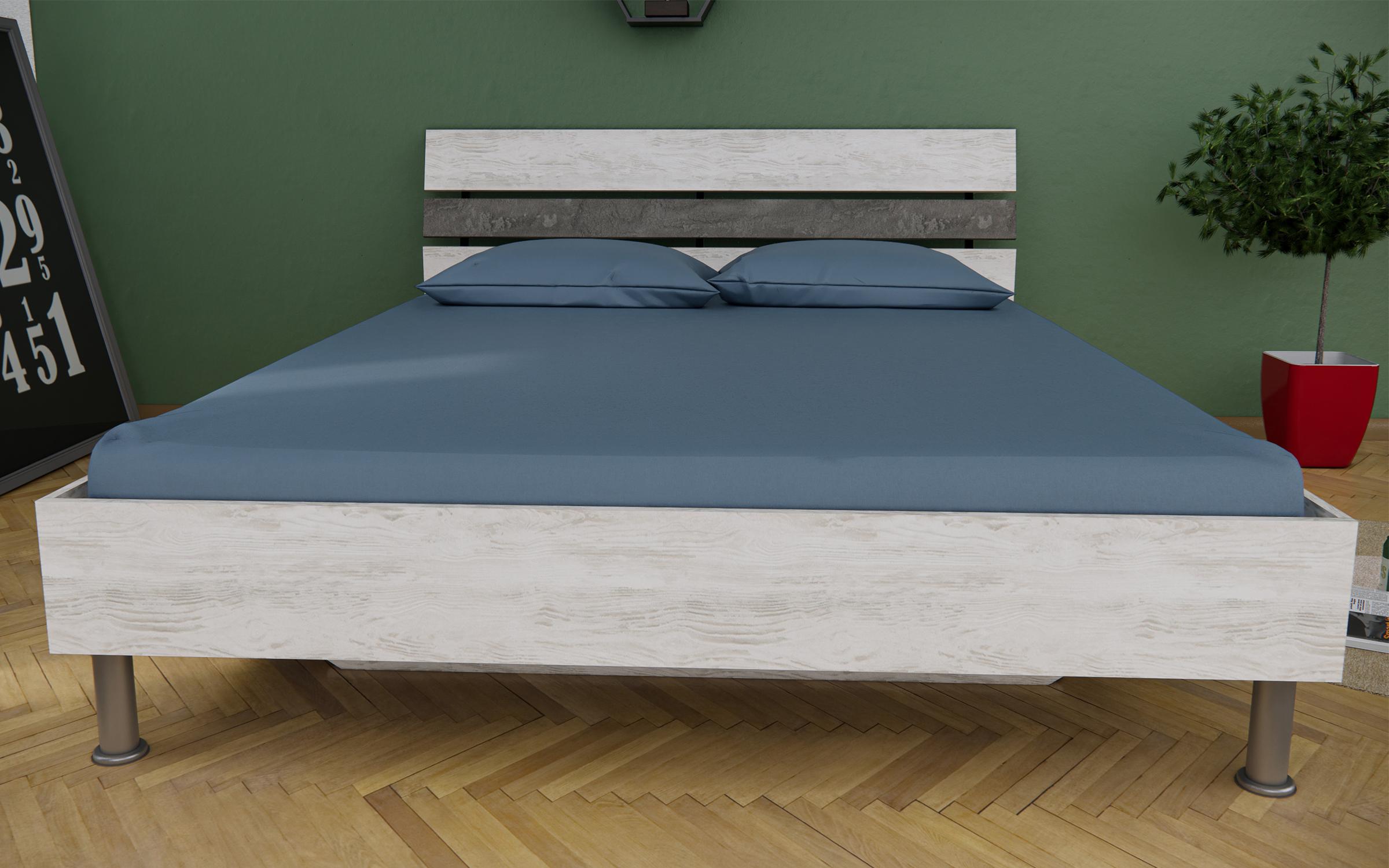 Κρεβάτι Siola  για στρώμα 160/200, ανοιχτό artwood + beton  2