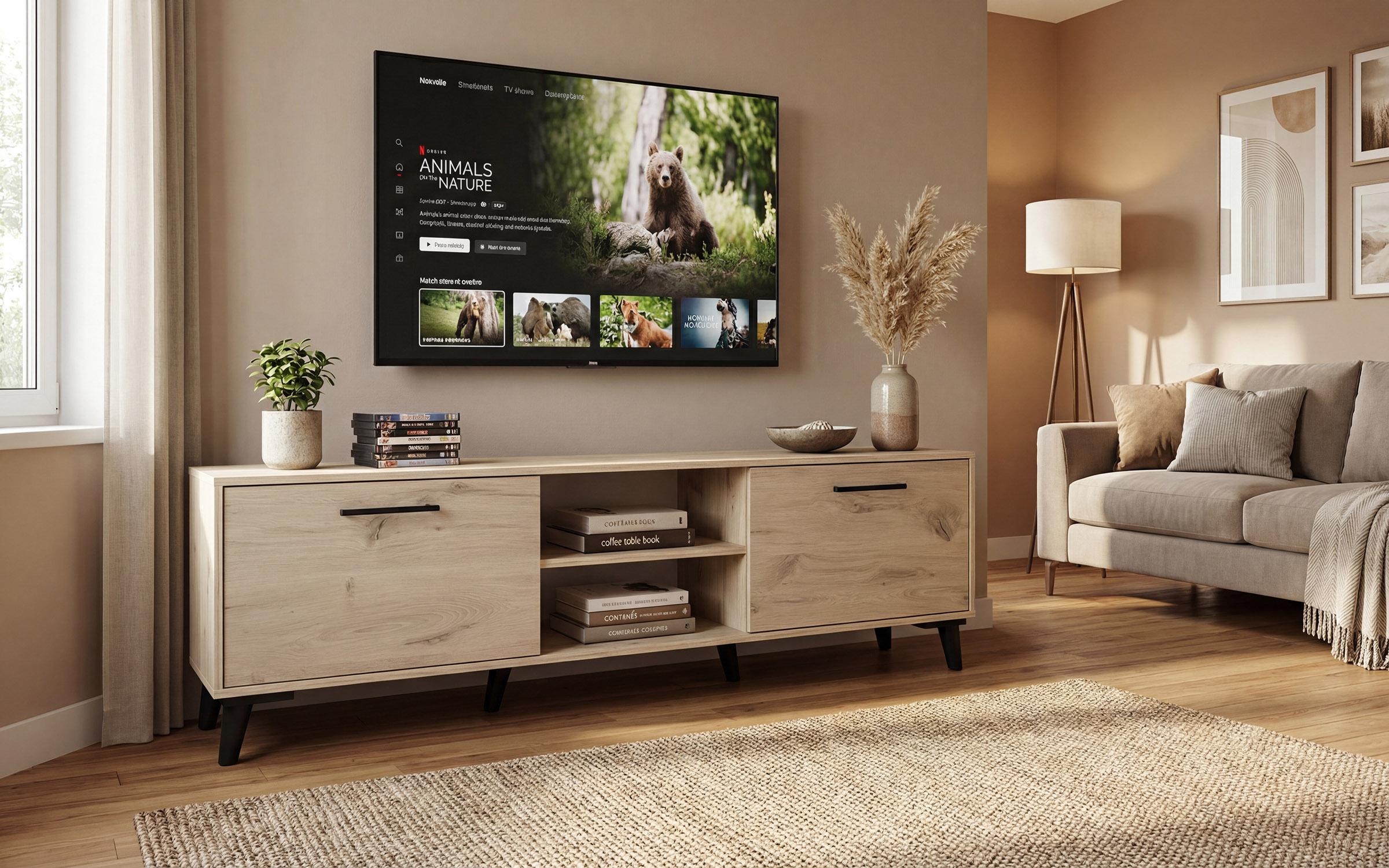 Έπιπλο TV Belagio, ανοιχτόχρωμη σκανδιναβική δρυς  1