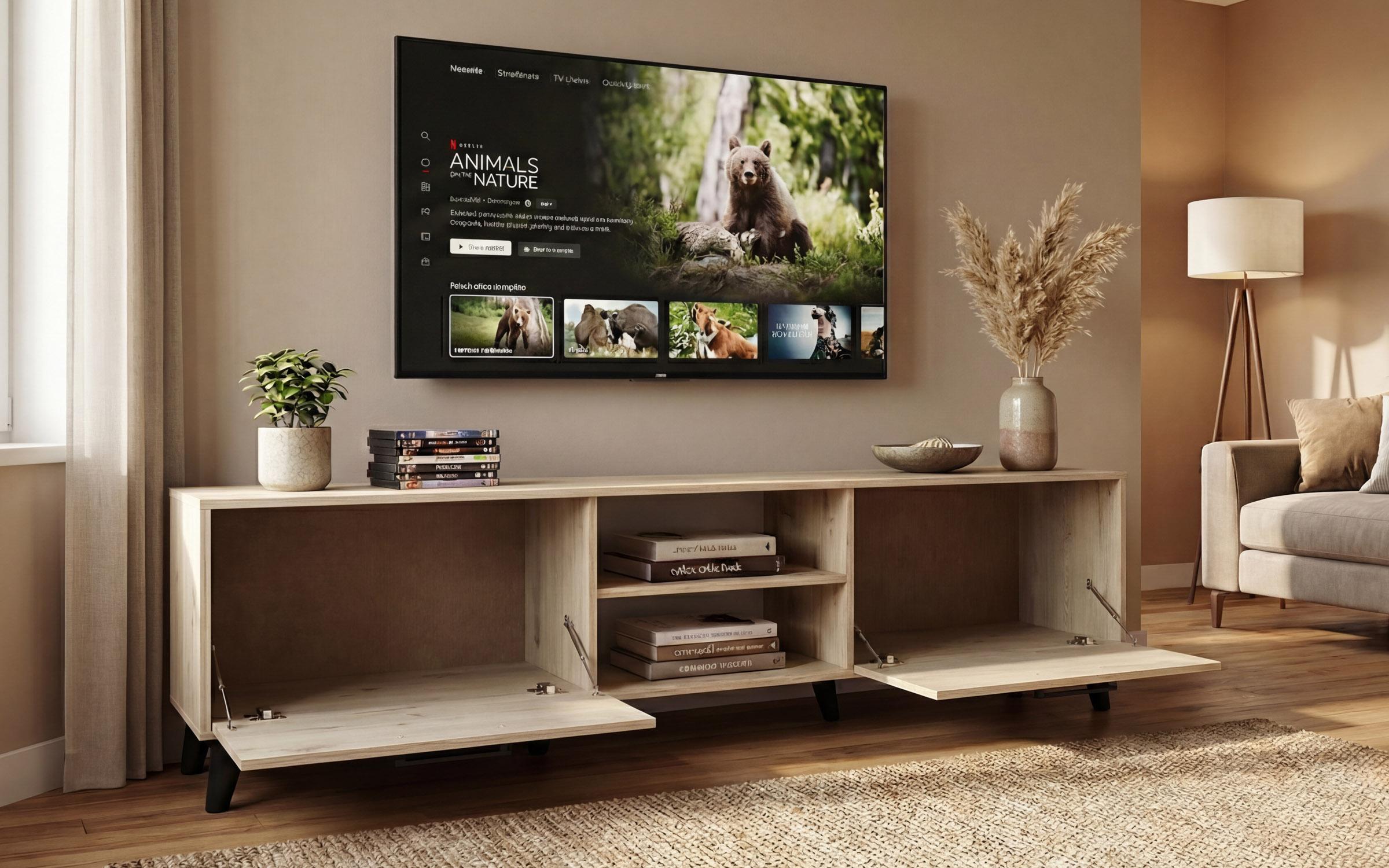Έπιπλο TV Belagio, ανοιχτόχρωμη σκανδιναβική δρυς  4