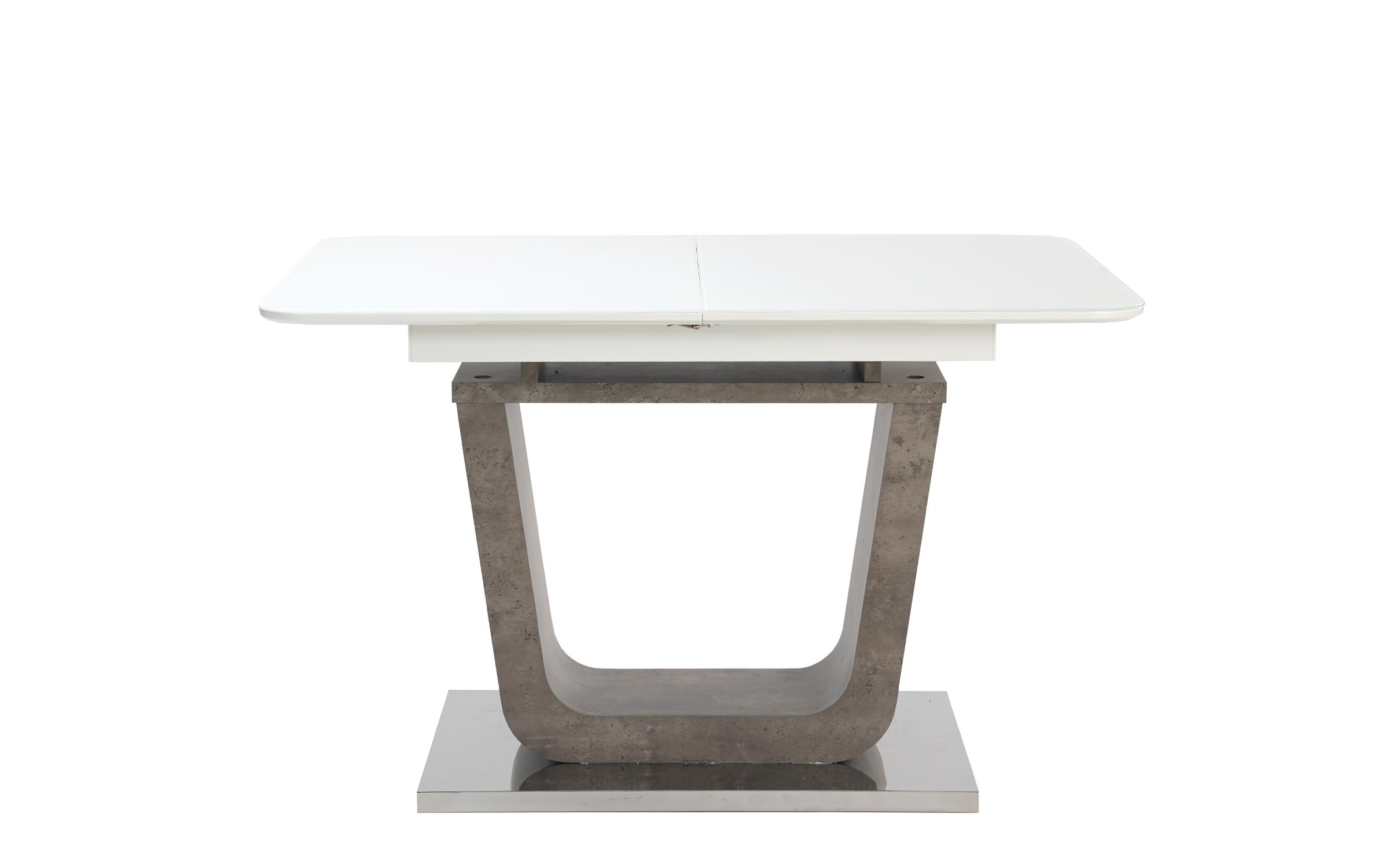 Τραπέζι Ivela /επεκτεινόμενο/, μπετόν + λευκό γυαλιστερό  1