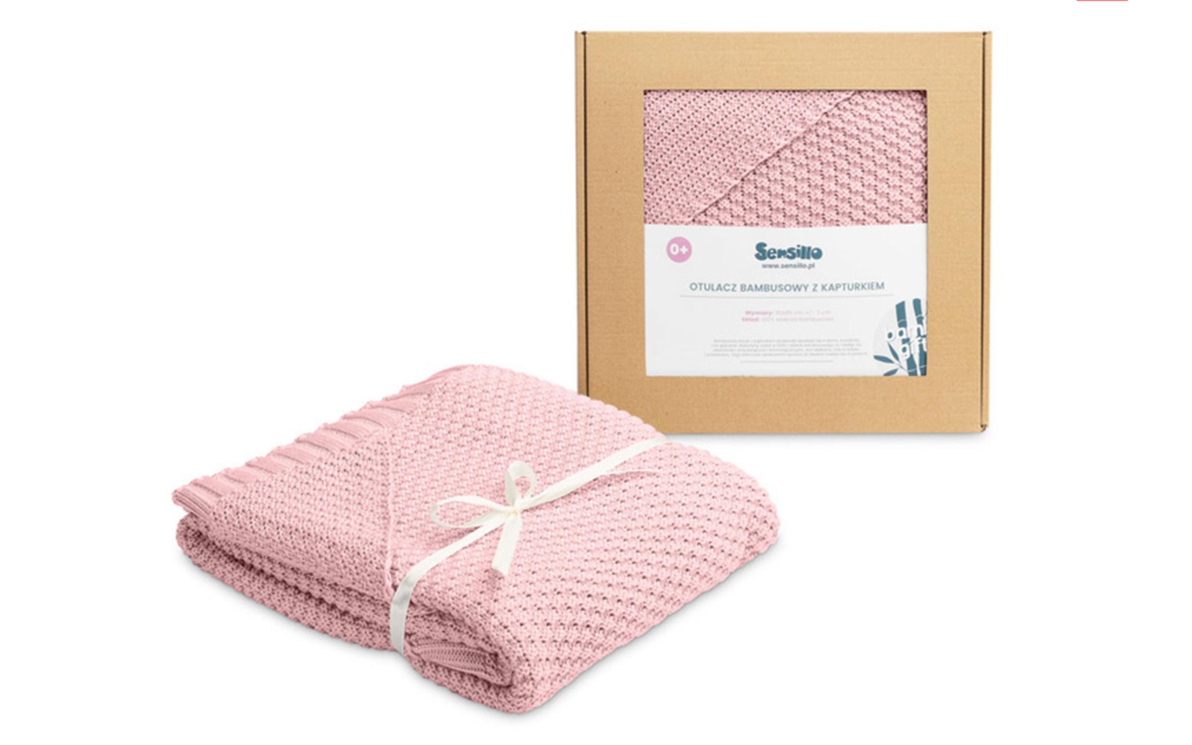 Πλεκτή κουβέρτα, ροζ, 90/85 cm  1