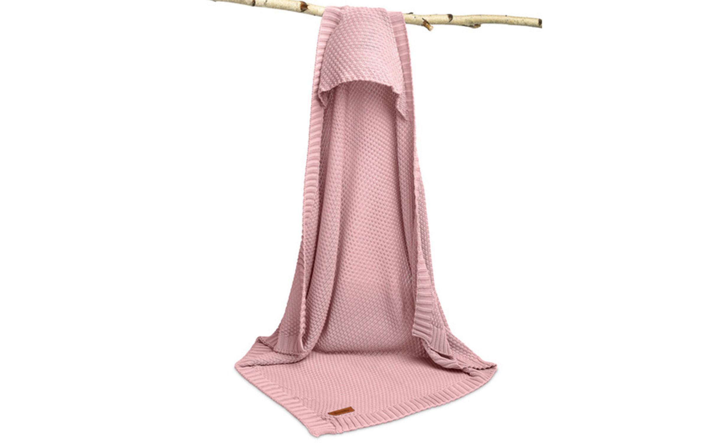 Πλεκτή κουβέρτα, ροζ, 90/85 cm  4