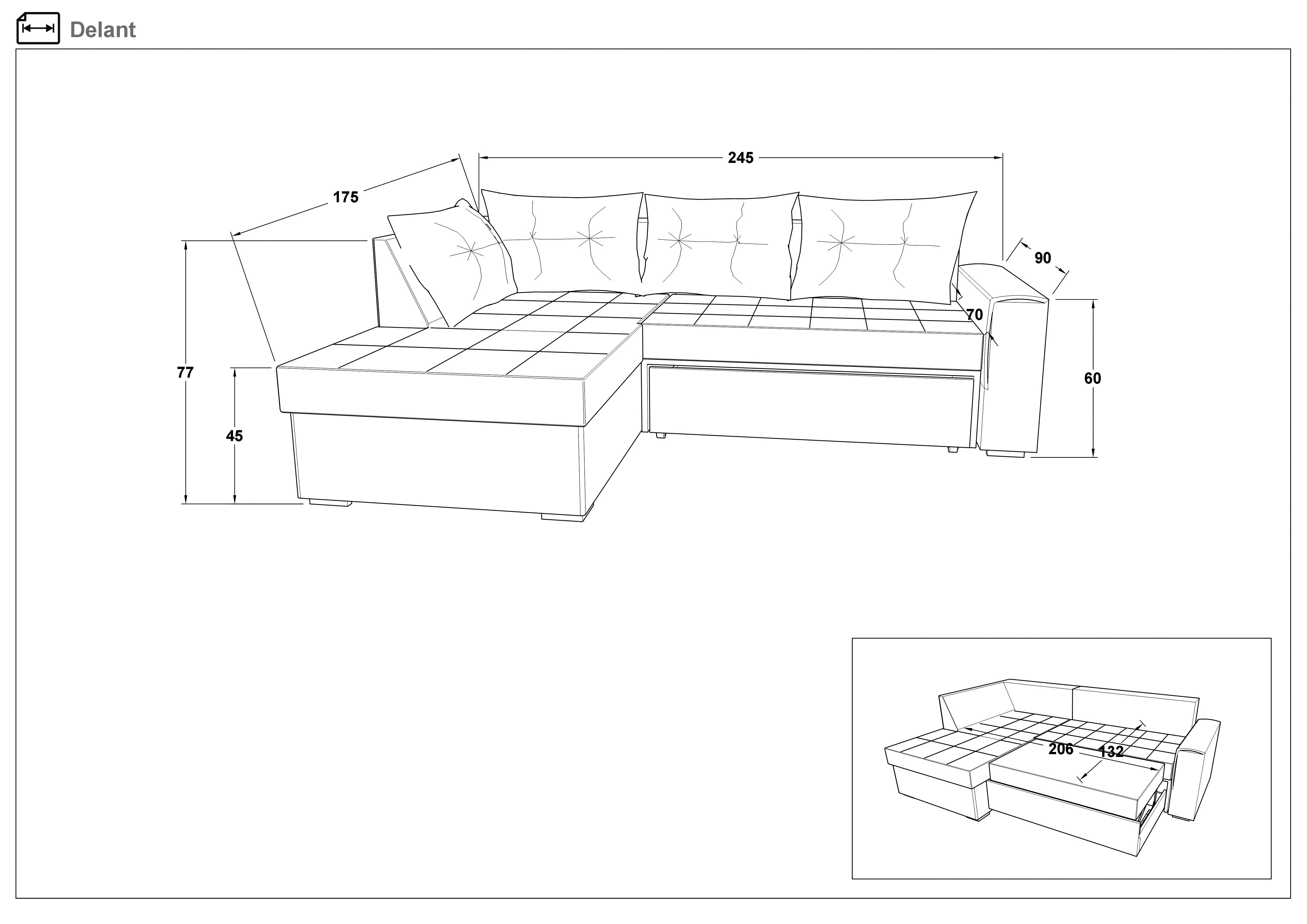 Γωνιακός καναπές κρεβάτι  Delant, τυρκουάζ  2