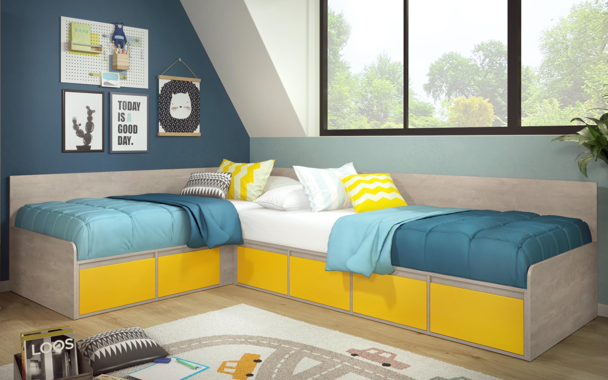 Σετ για παιδικό δωμάτιο Zaki, κίτρινο shagre + beton  3