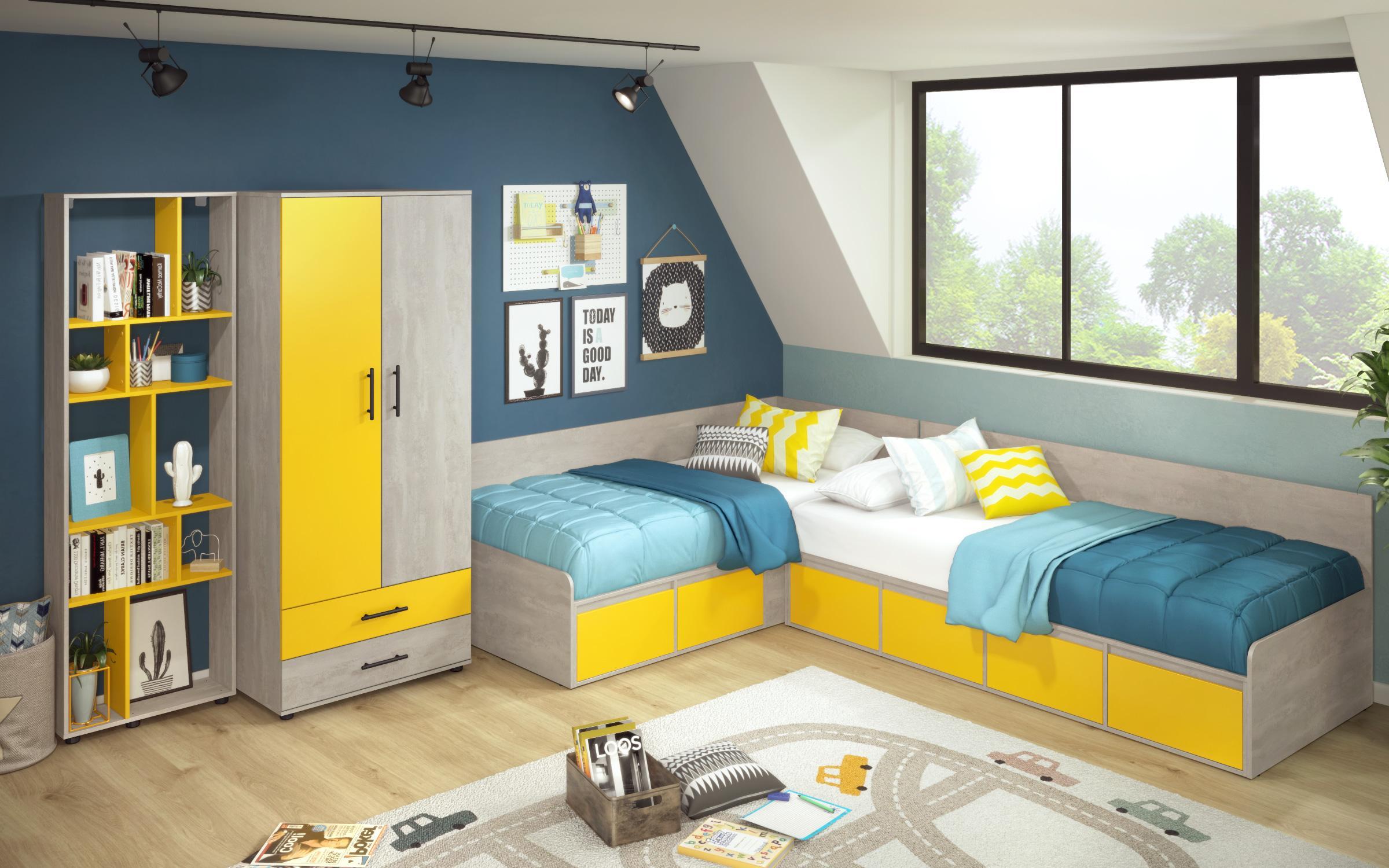 Σετ για παιδικό δωμάτιο Zaki, κίτρινο shagre + beton  2