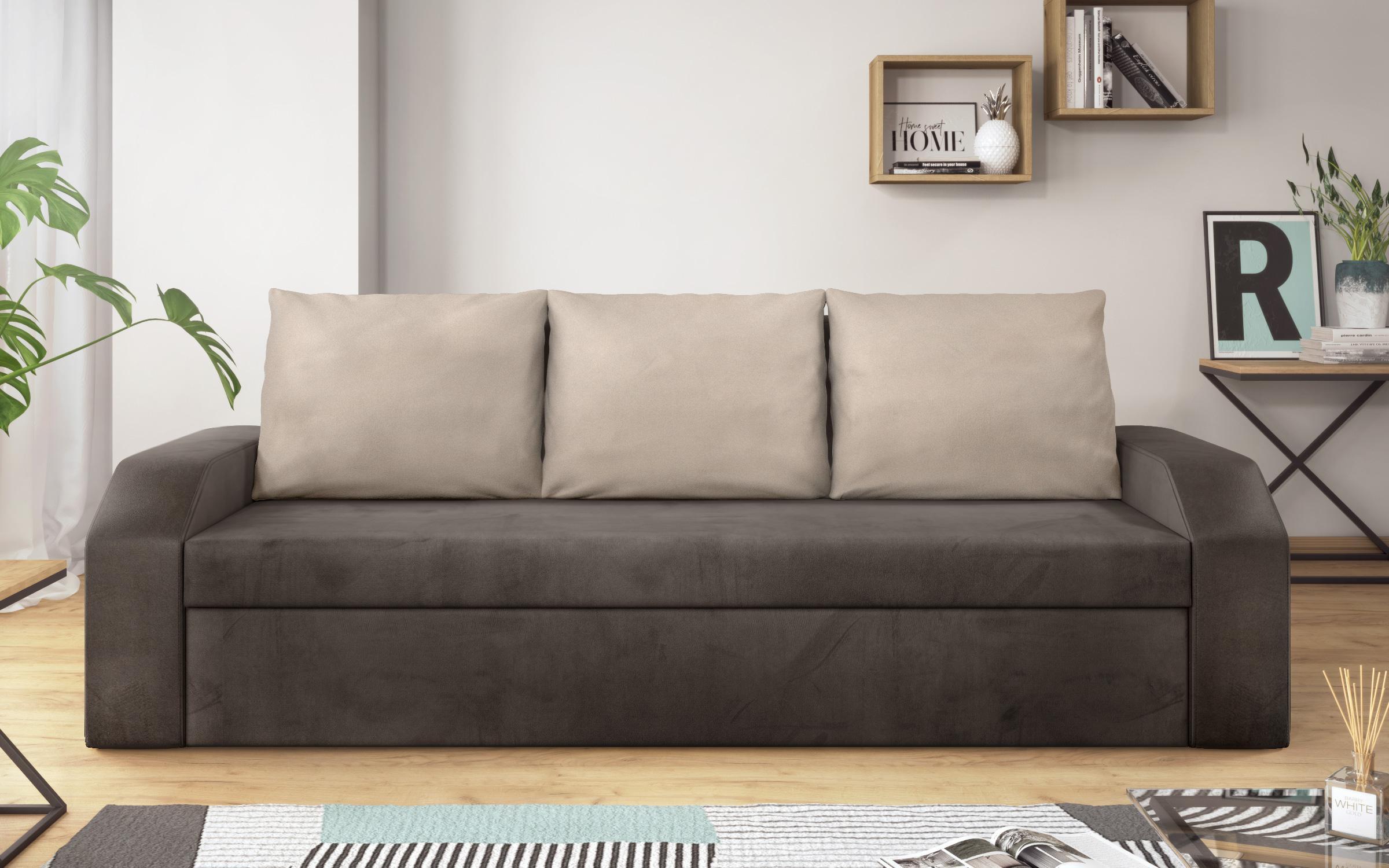 Καναπές - κρεβάτι Adison XS, καφέ + μπεζ  1