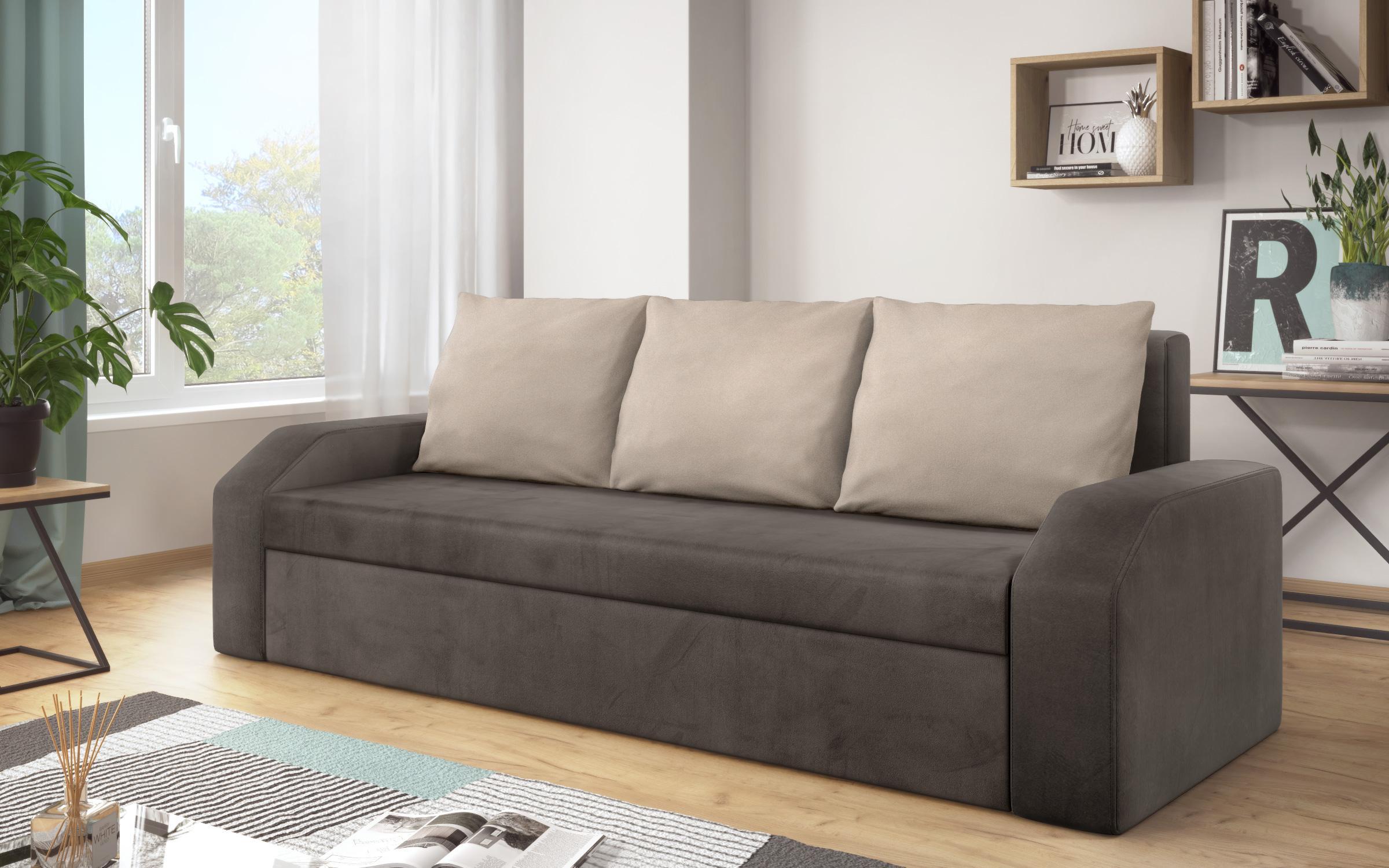 Καναπές - κρεβάτι Adison XS, καφέ + μπεζ  2