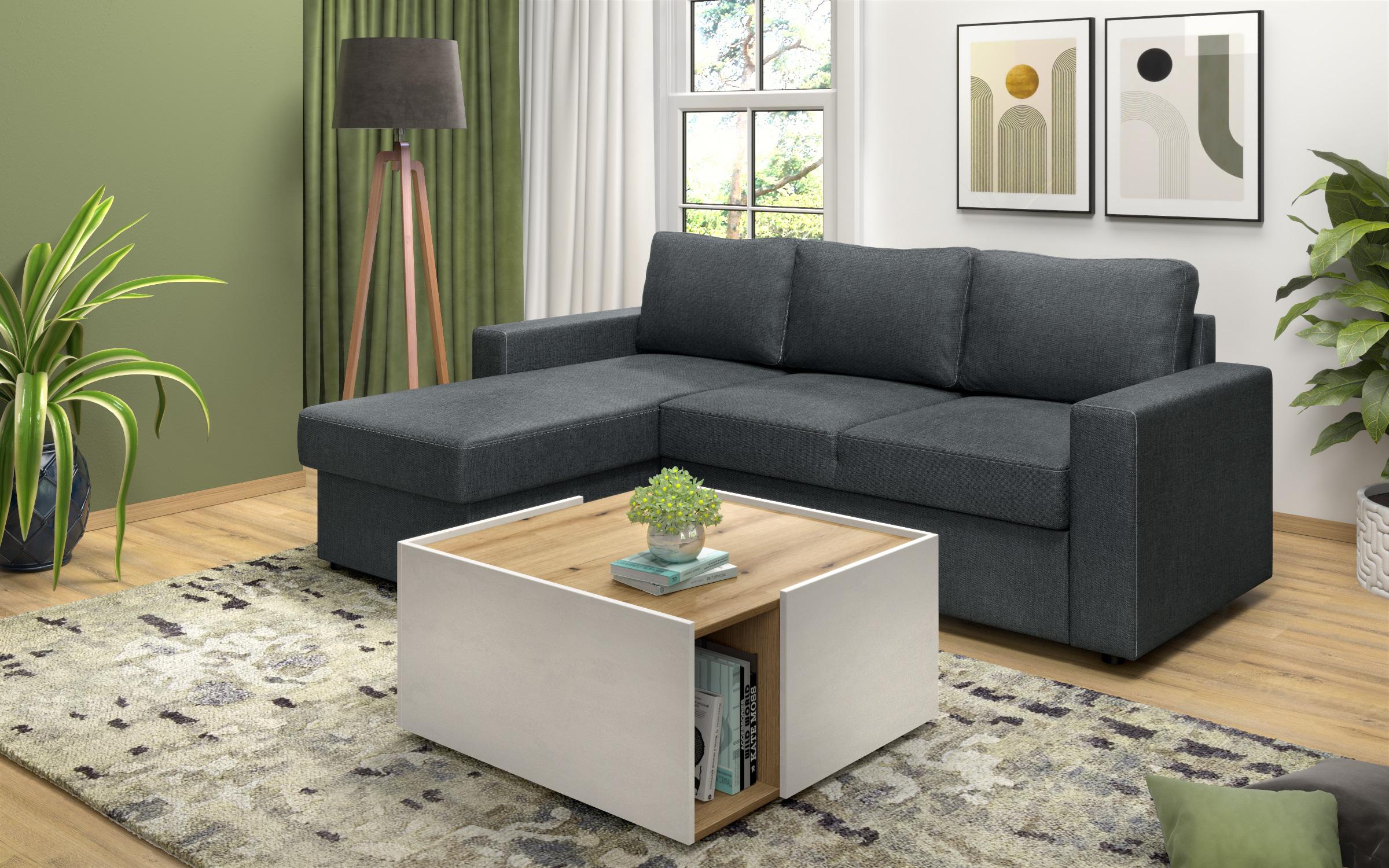 Γωνιακός καναπές – κρεβάτι Alba, γραφίτης  3