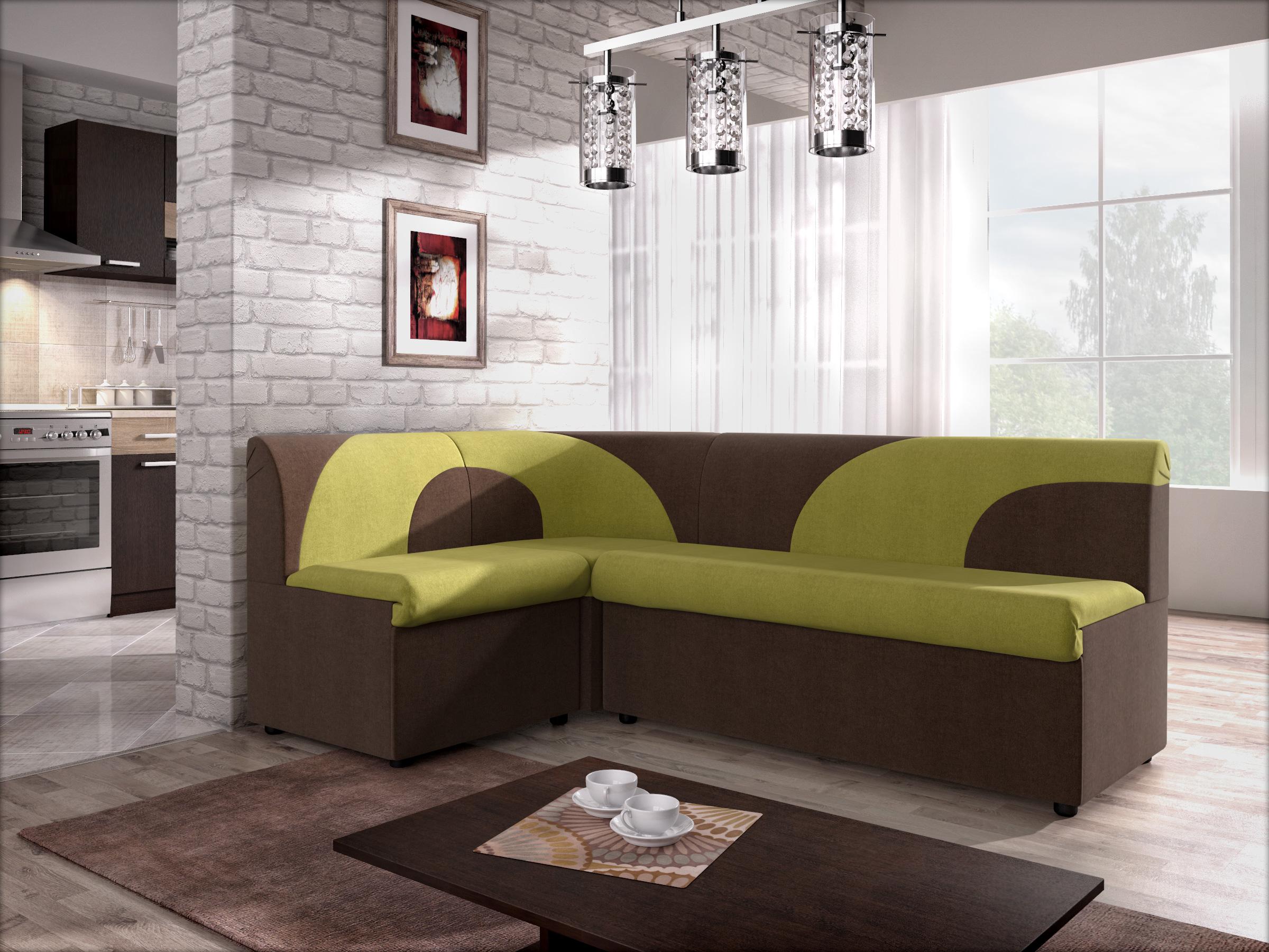 Γωνιακός καναπές κουζίνας  Ara mini, πράσινο + καφέ  2