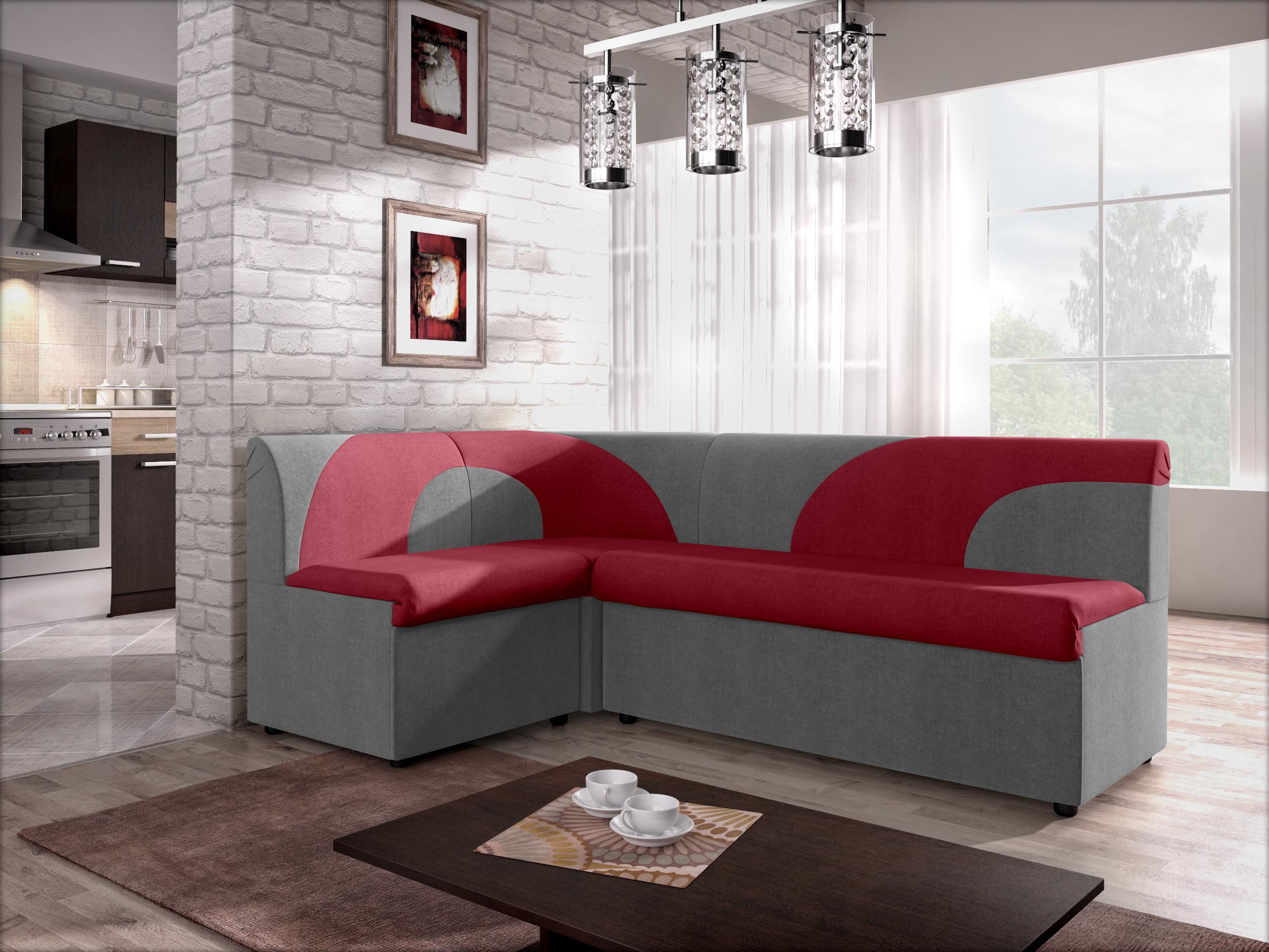Γωνιακός καναπές κουζίνας  Ara mini, κόκκινο + γκρι  5