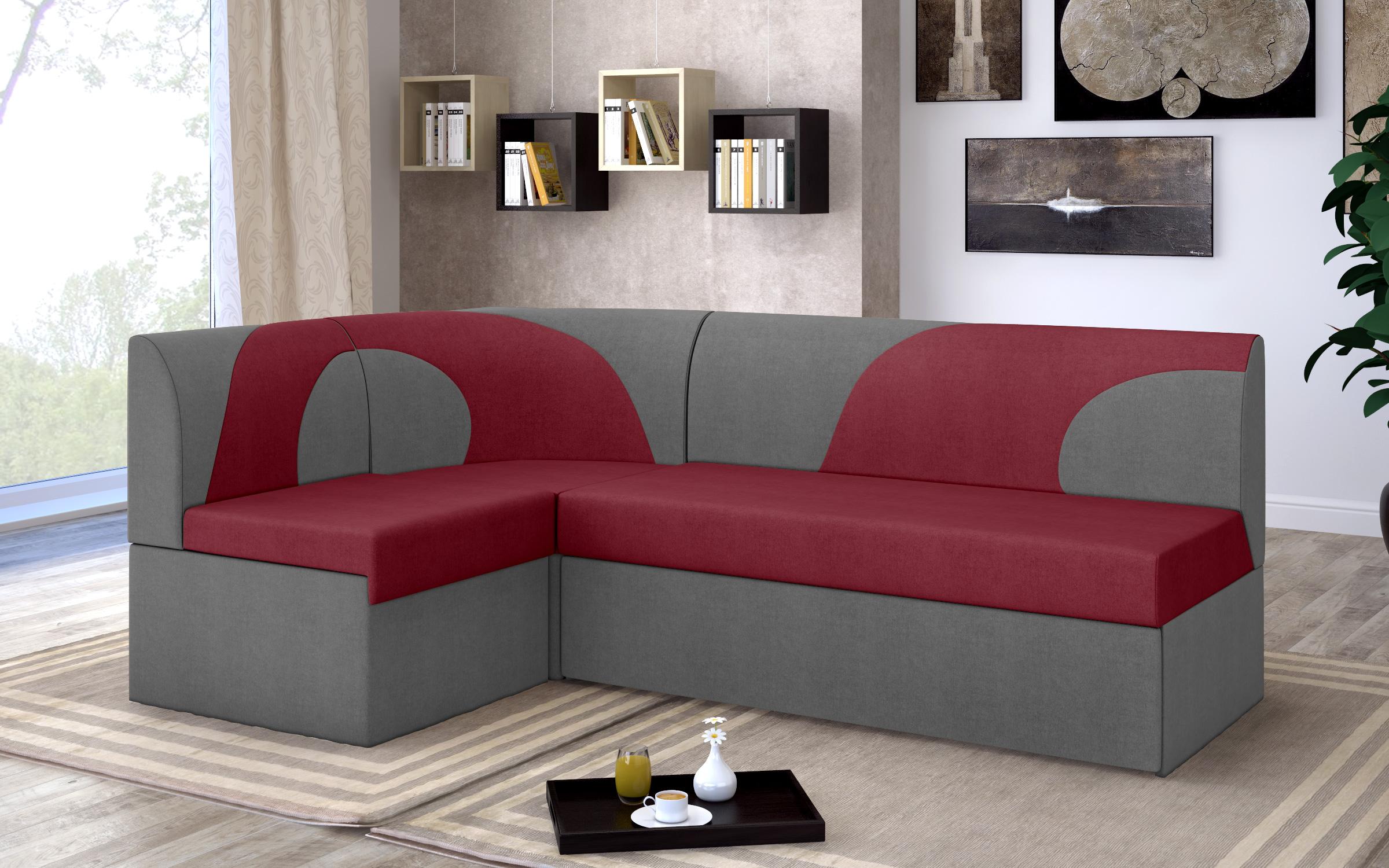 Γωνιακός καναπές κουζίνας  Ara, κόκκινο + γκρι  2