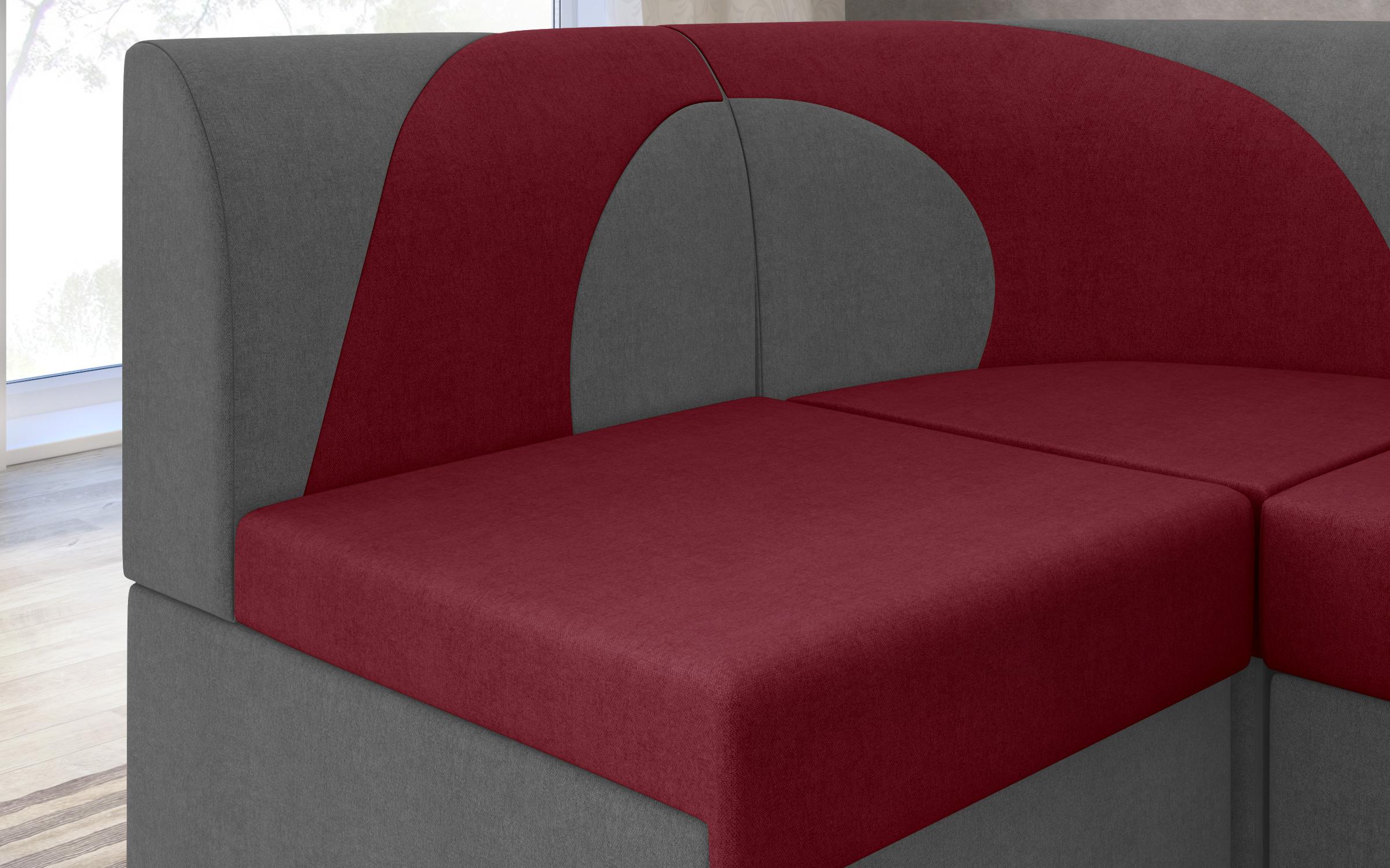 Γωνιακός καναπές κουζίνας  Ara, κόκκινο + γκρι  4