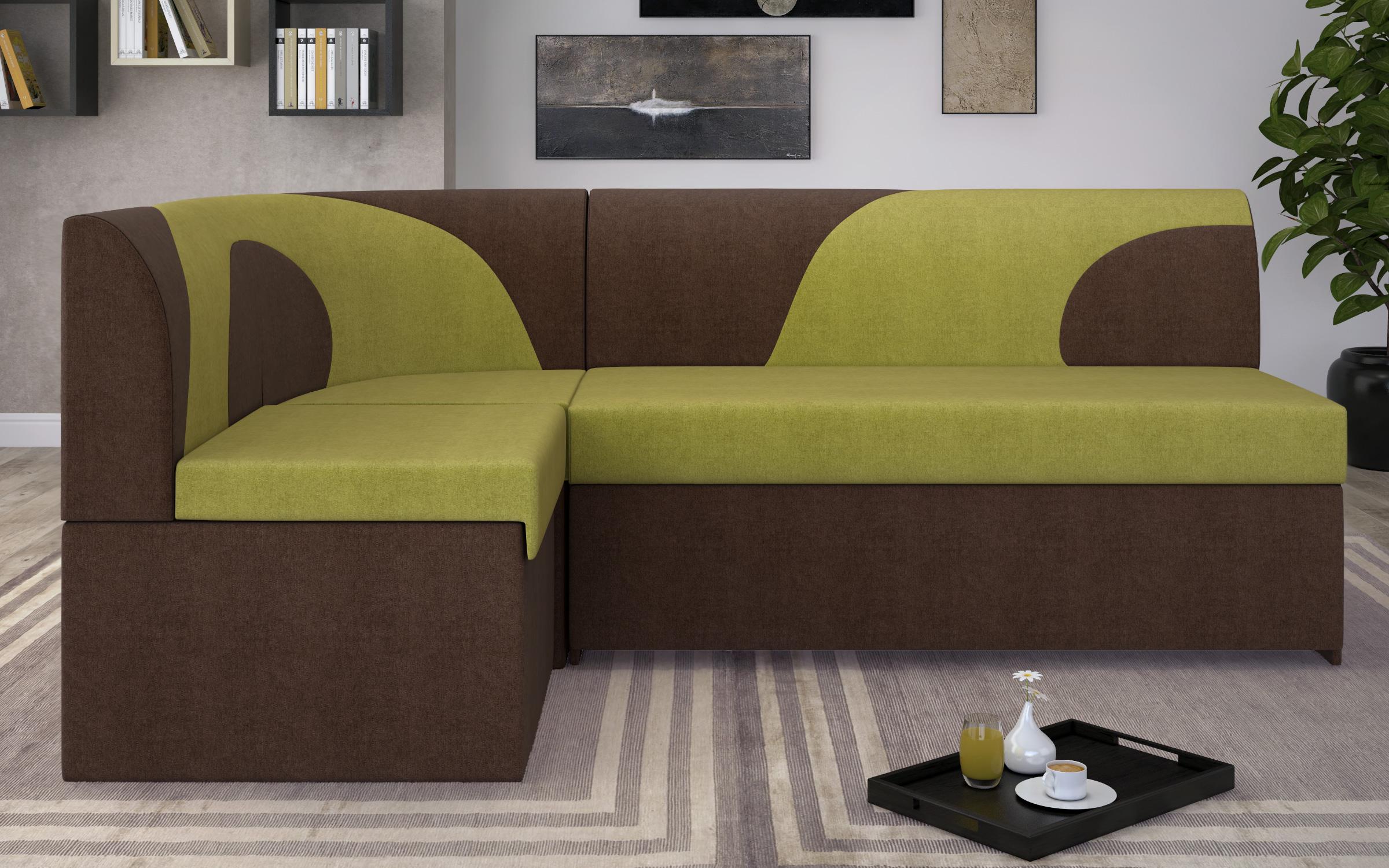 Γωνιακός καναπές κουζίνας  Ara, πράσινο + καφέ  1