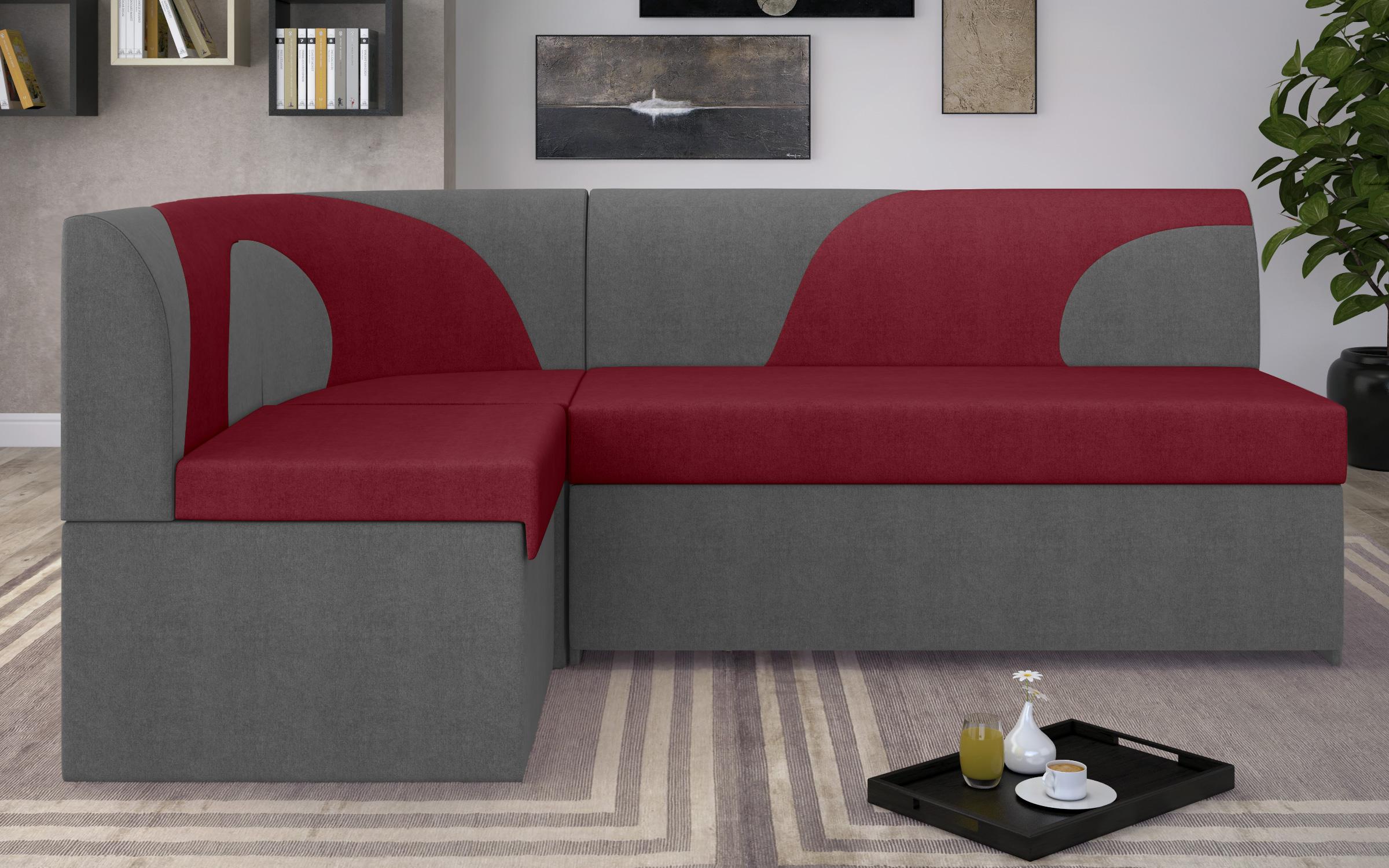Γωνιακός καναπές κουζίνας  Ara, κόκκινο + γκρι  1