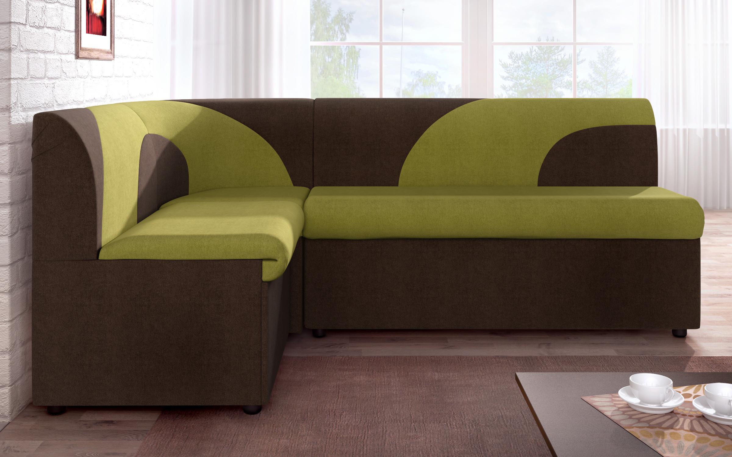 Γωνιακός καναπές κουζίνας  Ara mini, πράσινο + καφέ  1