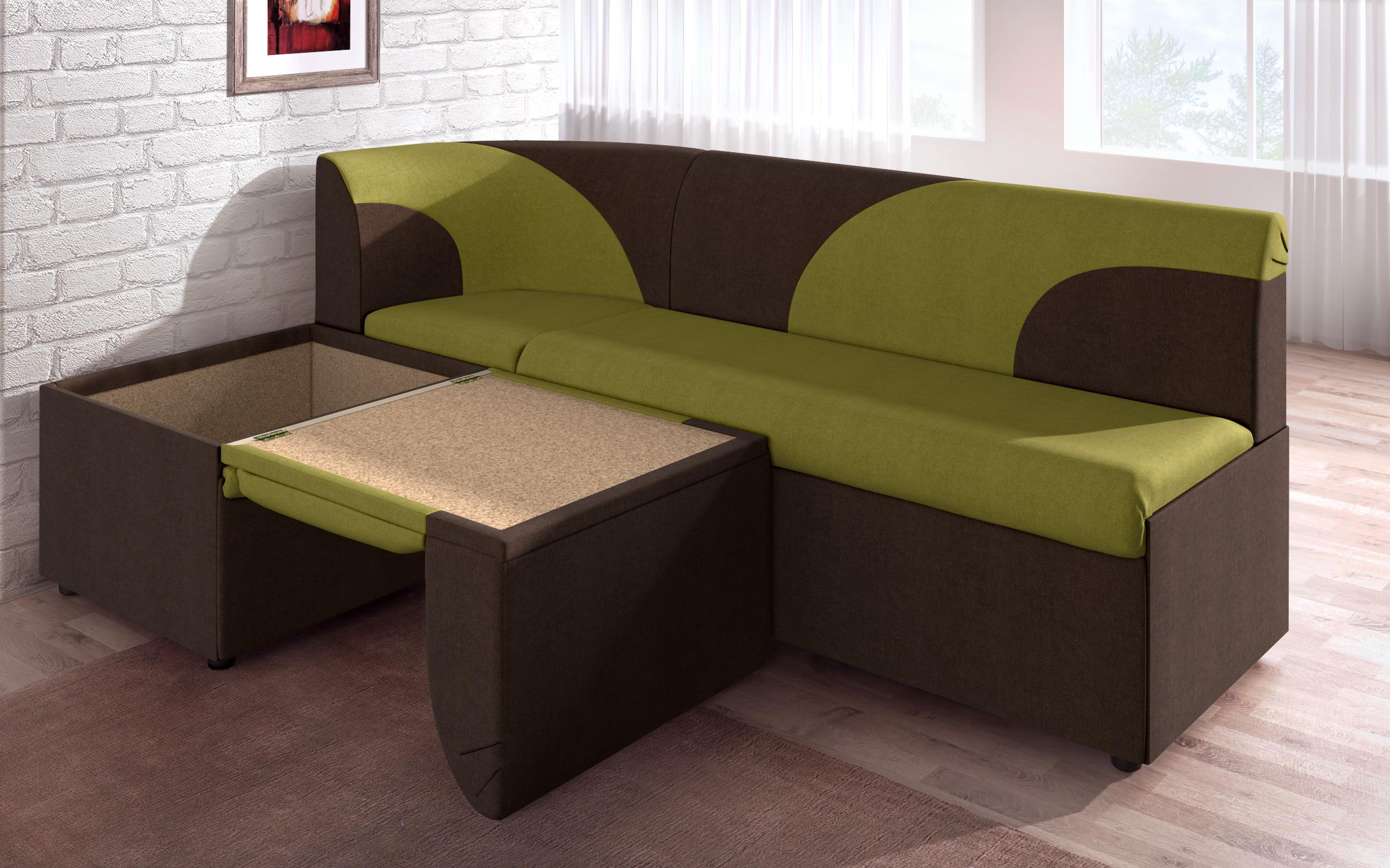 Γωνιακός καναπές κουζίνας  Ara mini, πράσινο + καφέ  4