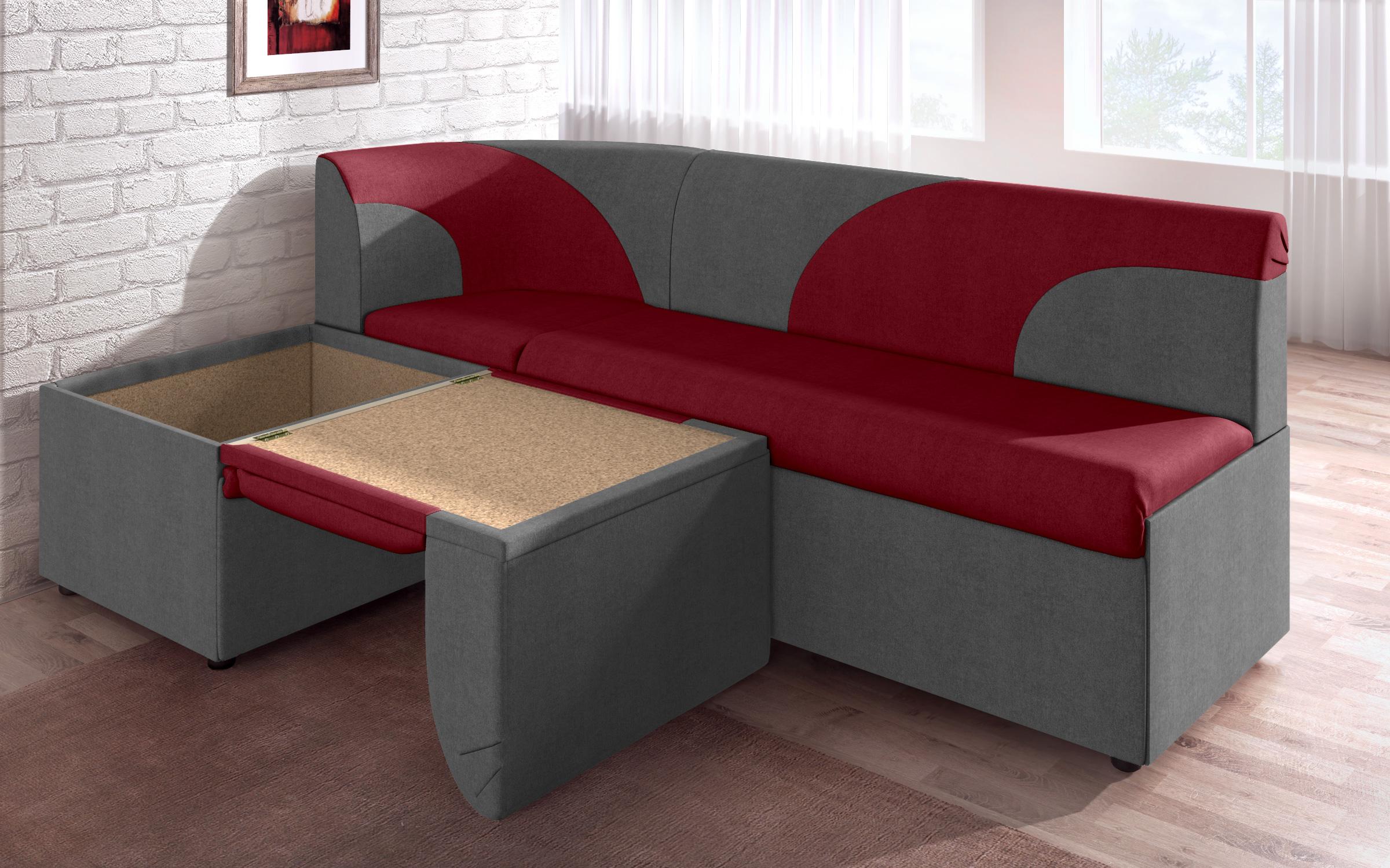 Γωνιακός καναπές κουζίνας  Ara mini, κόκκινο + γκρι  4